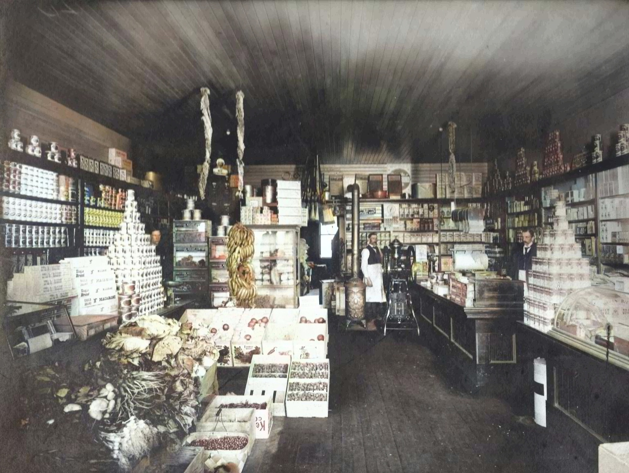 Photos of my great-grandfather's grocery store in Tacoma, WA. Inside the store.