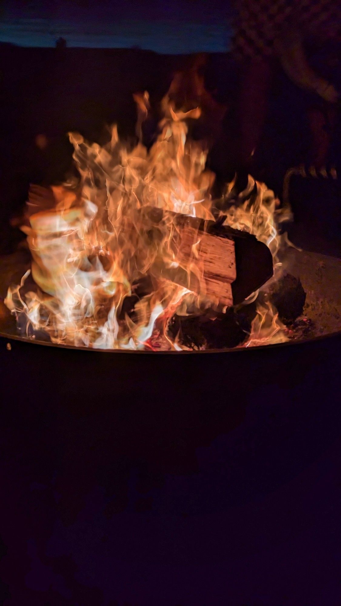 Camp fire in a fire pit