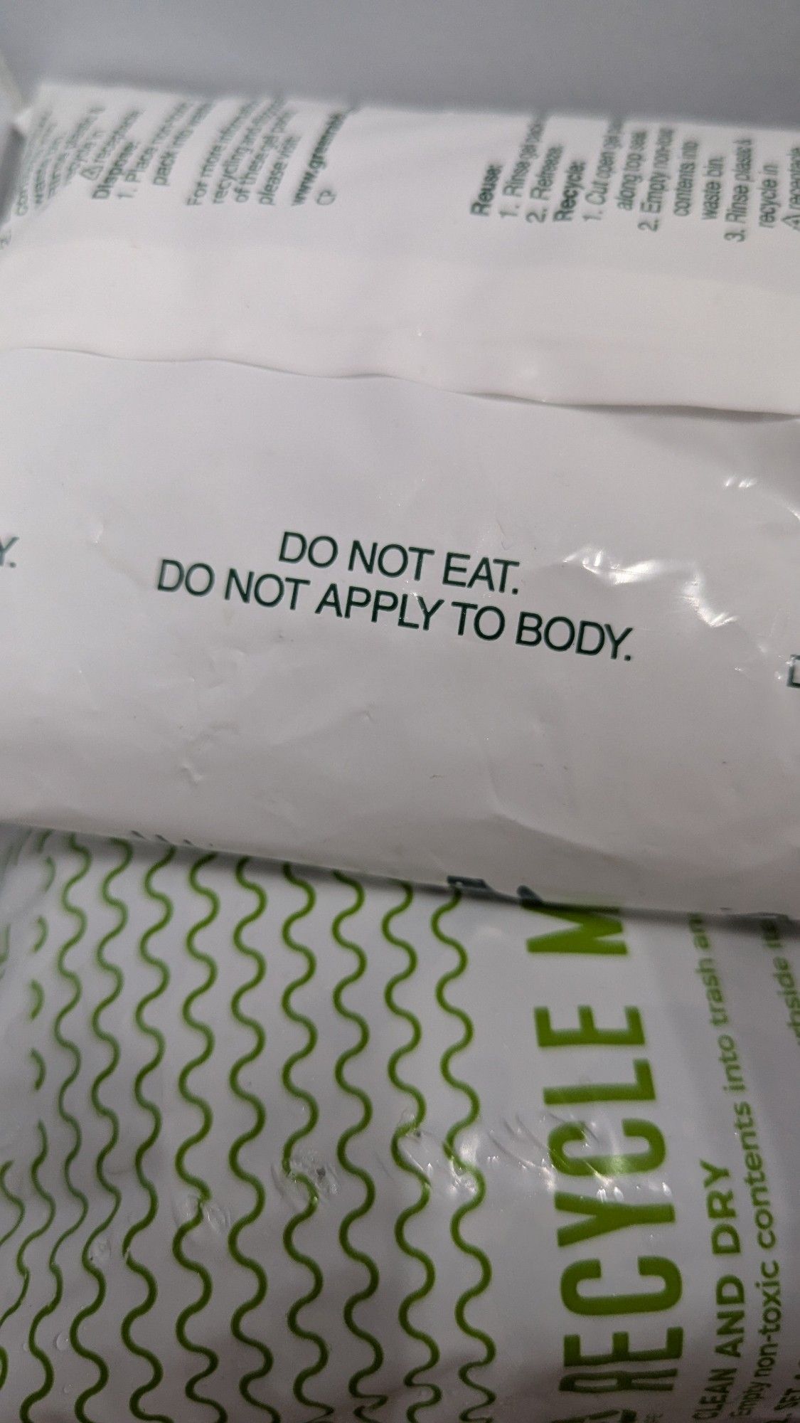 Do Not Eat
Do Not Apply To Body