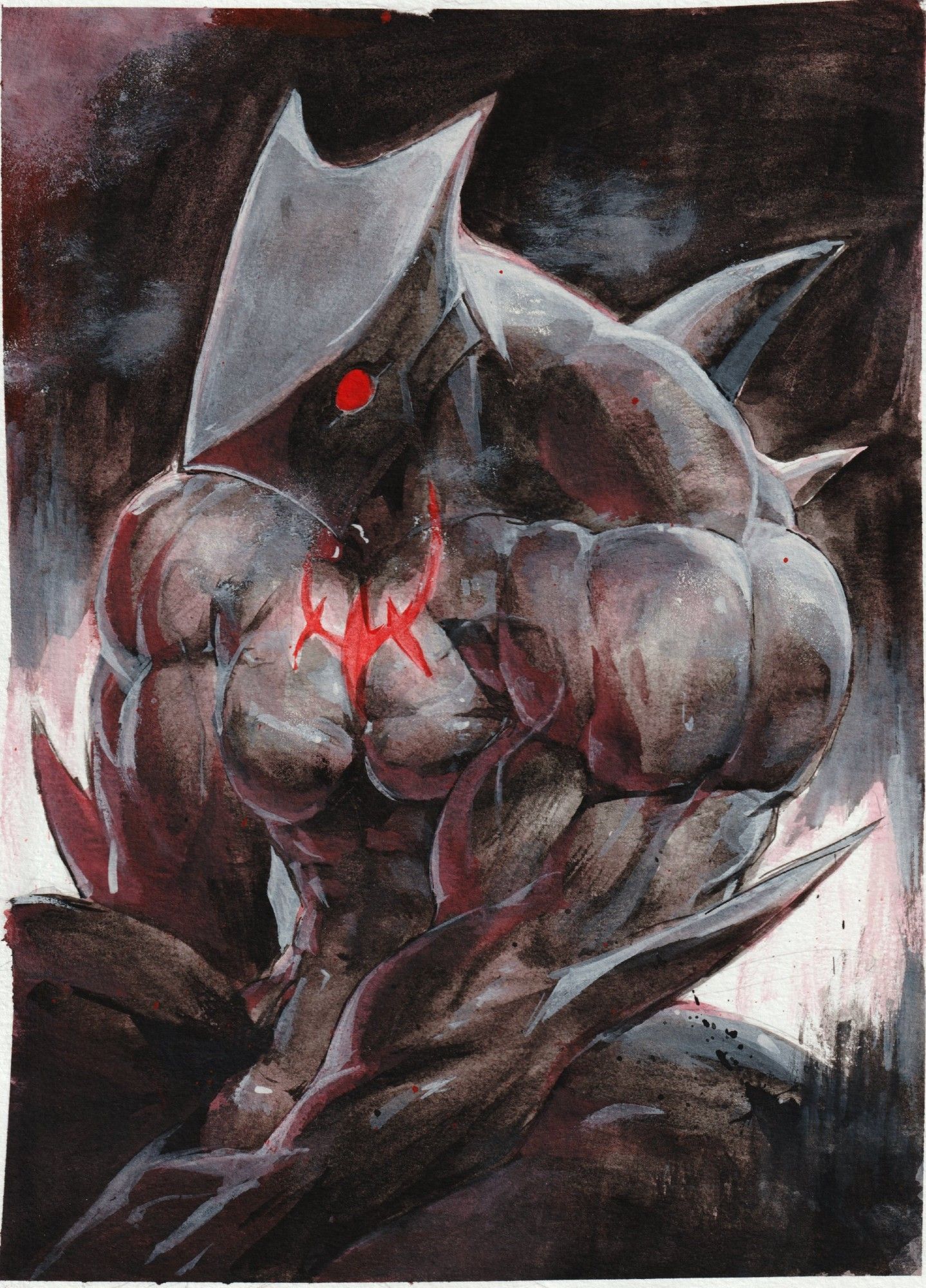 Watercolor painting of Eddie from Guilty Gear Xrd