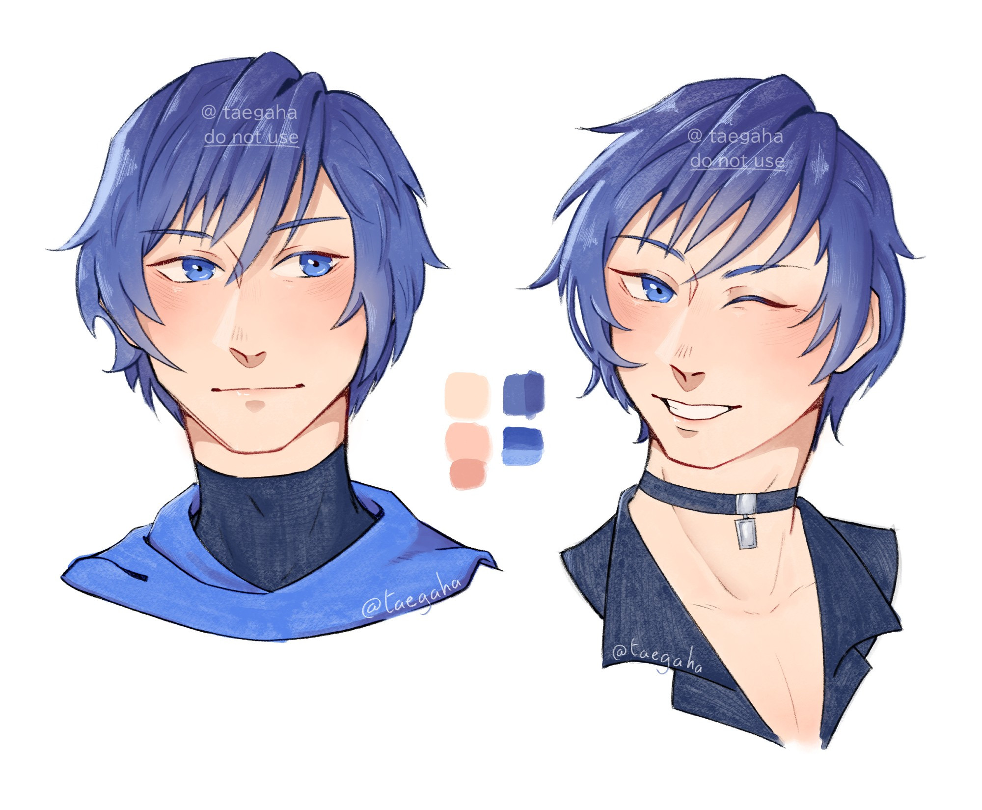 Two portaits of Kaito (vocaloid)