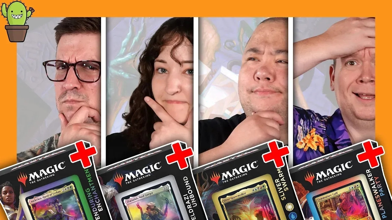 A thumbnail featuring the players and decks from this week's gameplay video.