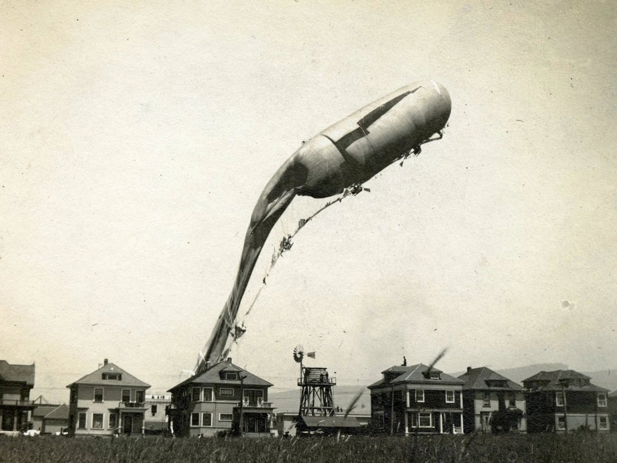 The airship collapsing. It now looks like a giant airborne sperm.

I really, really promise I'm not making this up.