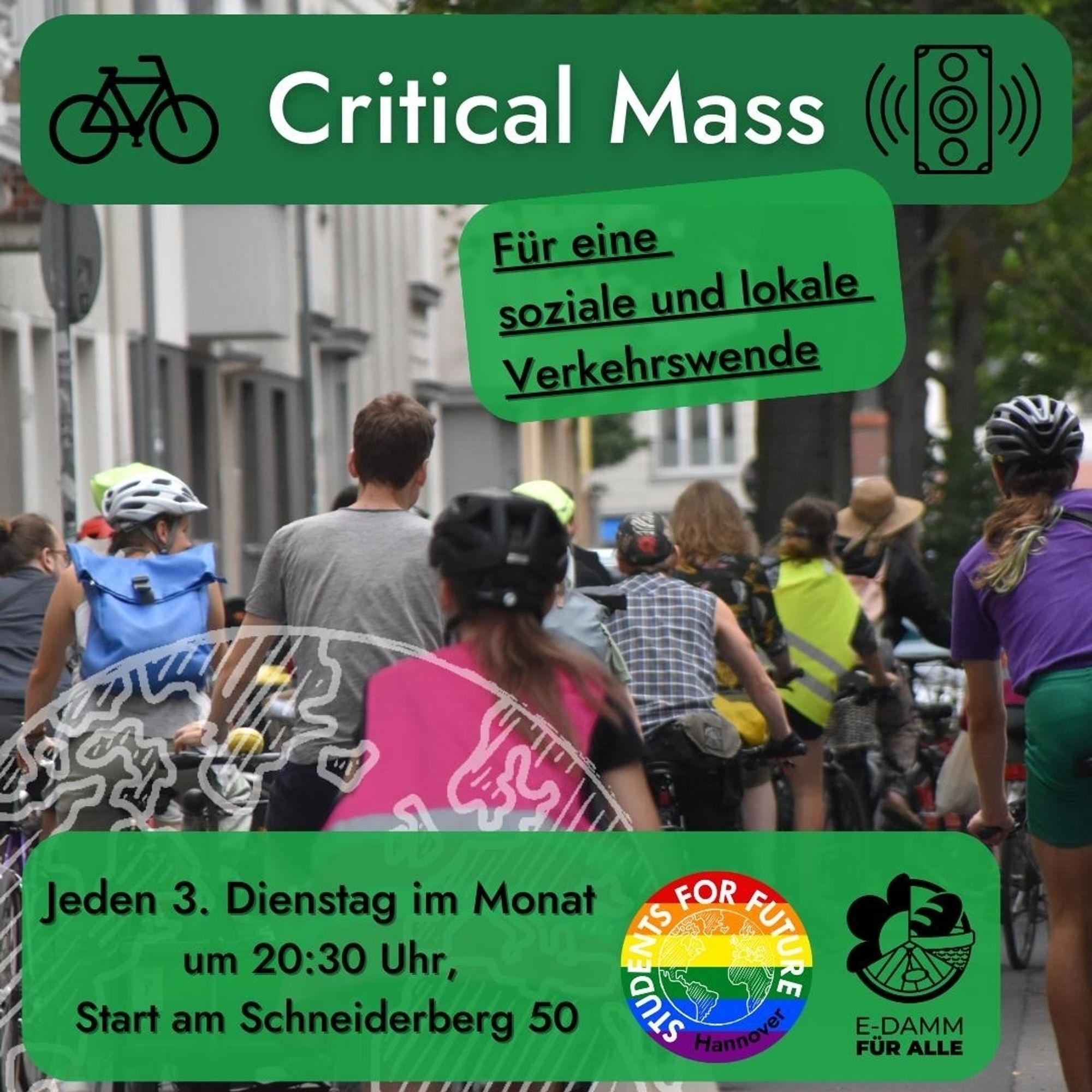 Für eine soziale und lokale Verkehrswände
Jeden 3. Dienstag im.Monat um 20:30 Uhr, 
Start am Schneiderberg 50