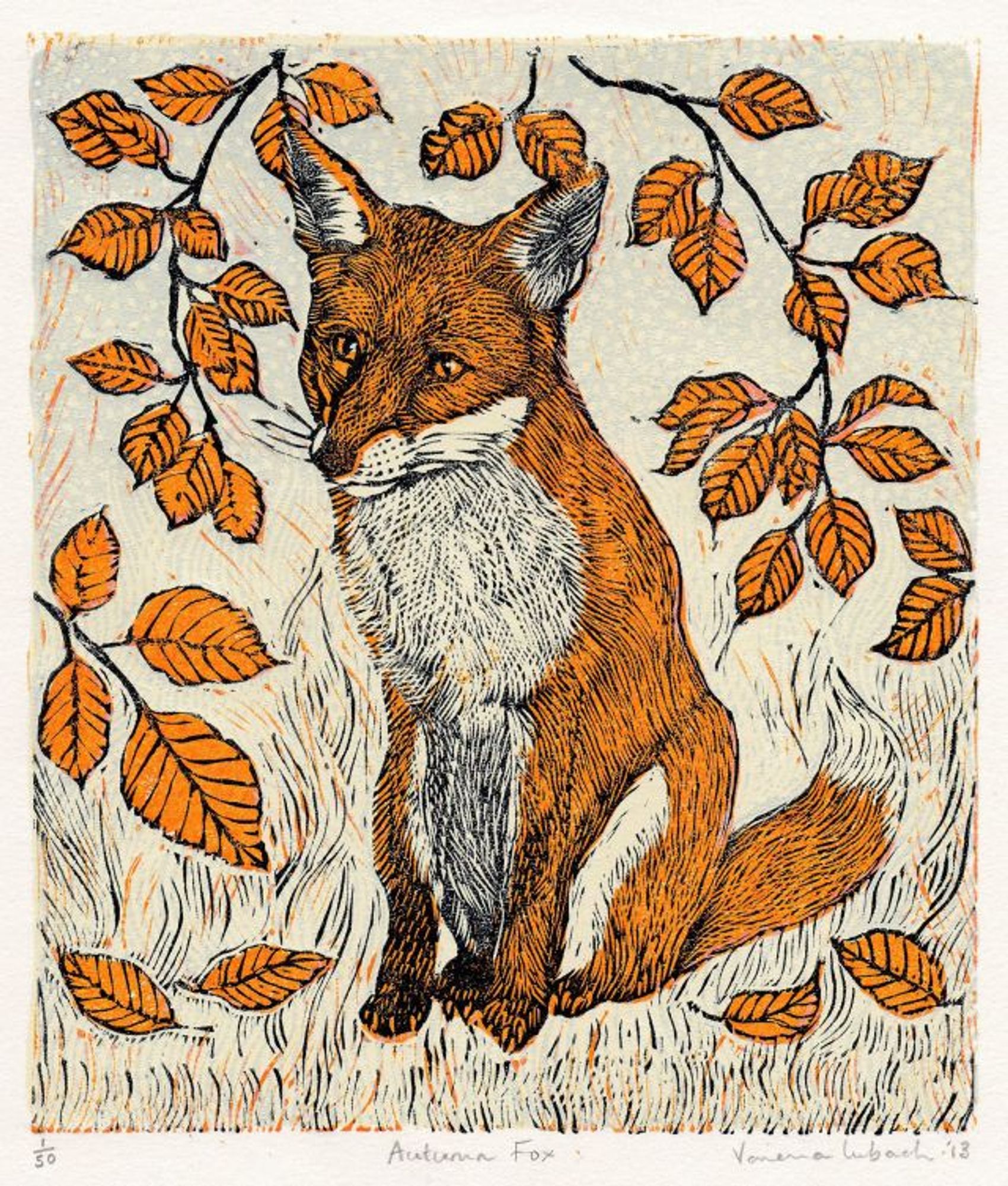 Autumn Fox - by Norwich based printmaker, Vanessa Lubach

More of this artist's gorgeous linocuts, here: http://vanessalubach.co.uk/linocutpage.html