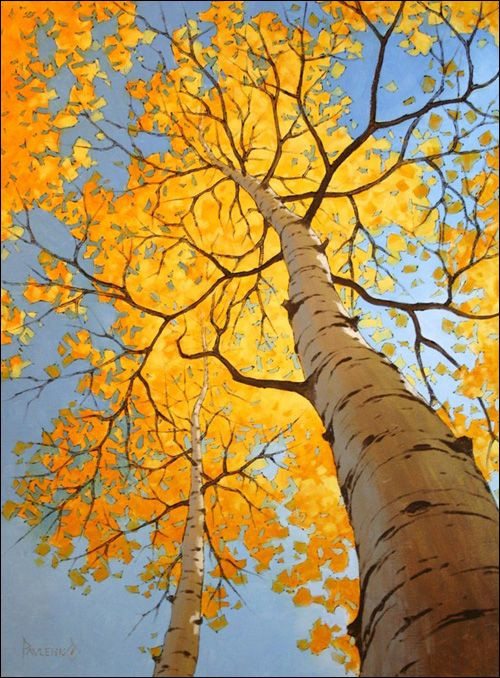 I can't find a title for this glorious painting of autumn Aspen, but it is by Oregon based (Ukrainian born) artist, Anton Pavlenko 💛

#TreeArt #Trees #Art 🎨