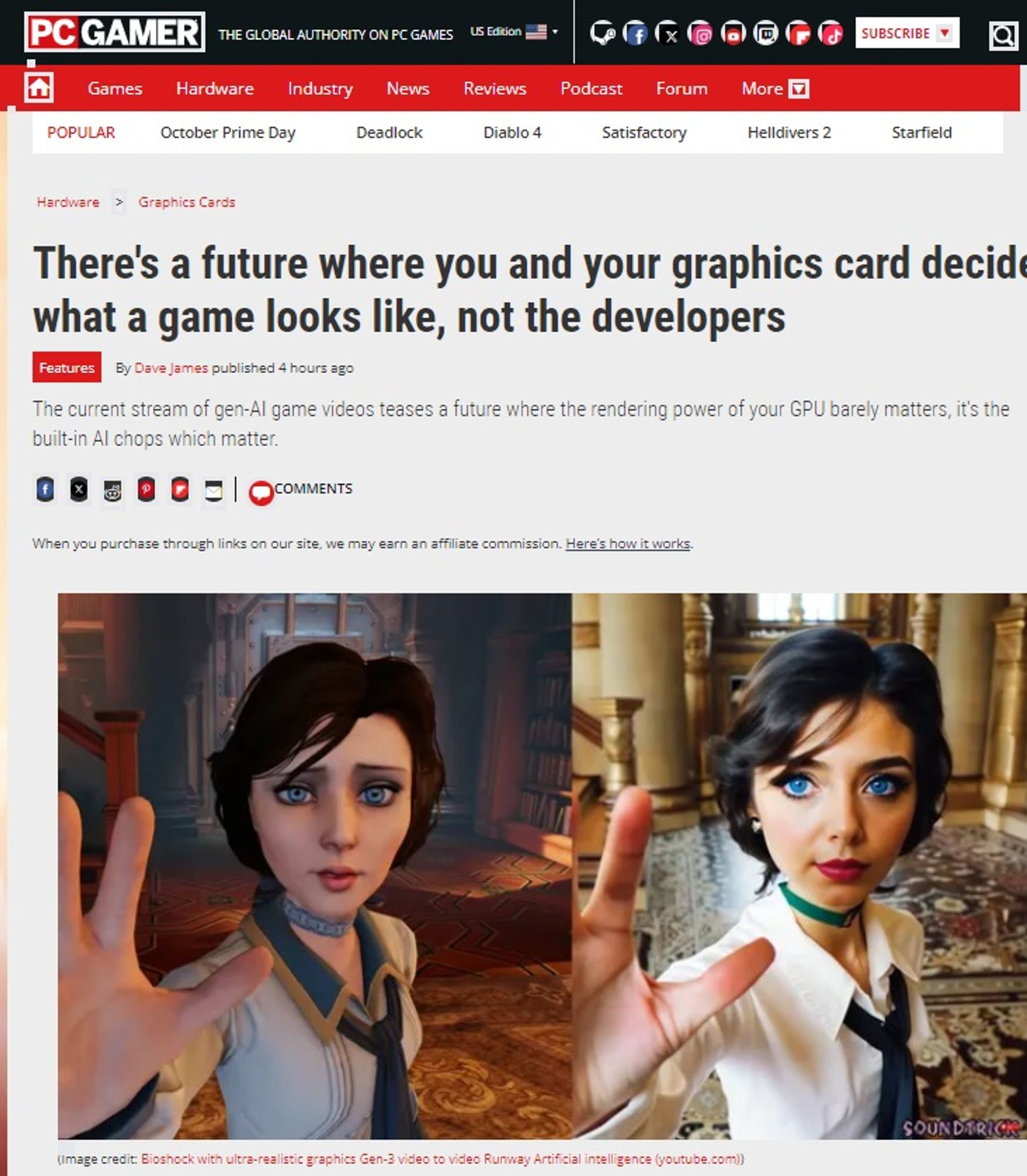 A picture of a the PC Gamer article at https://www.pcgamer.com/hardware/graphics-cards/theres-a-future-where-you-and-your-graphics-card-decide-what-a-game-looks-like-not-the-developers/