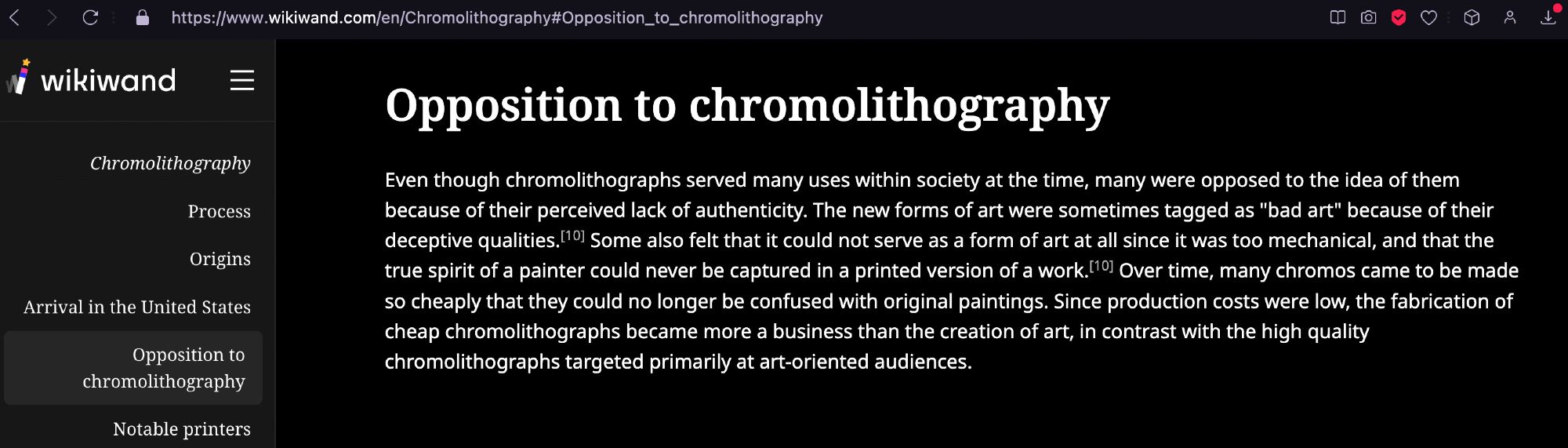 https://www.wikiwand.com/en/Chromolithography#Opposition_to_chromolithography

"Opposition to chromolithography"

"Even though chromolithographs served many uses within society at the time, many were opposed to the idea of them because of their perceived lack of authenticity. The new forms of art were sometimes tagged as "bad art" because of their deceptive qualities. Some also felt that it could not serve as a form of art at all since it was too mechanical, and that the true spirit of a painter could never be captured in a printed version of a work. Over time, many chromos came to be made so cheaply that they could no longer be confused with original paintings. Since production costs were low, the fabrication of cheap chromolithographs became more a business than the creation of art, in contrast with the high quality chromolithographs targeted primarily at art-oriented audiences."