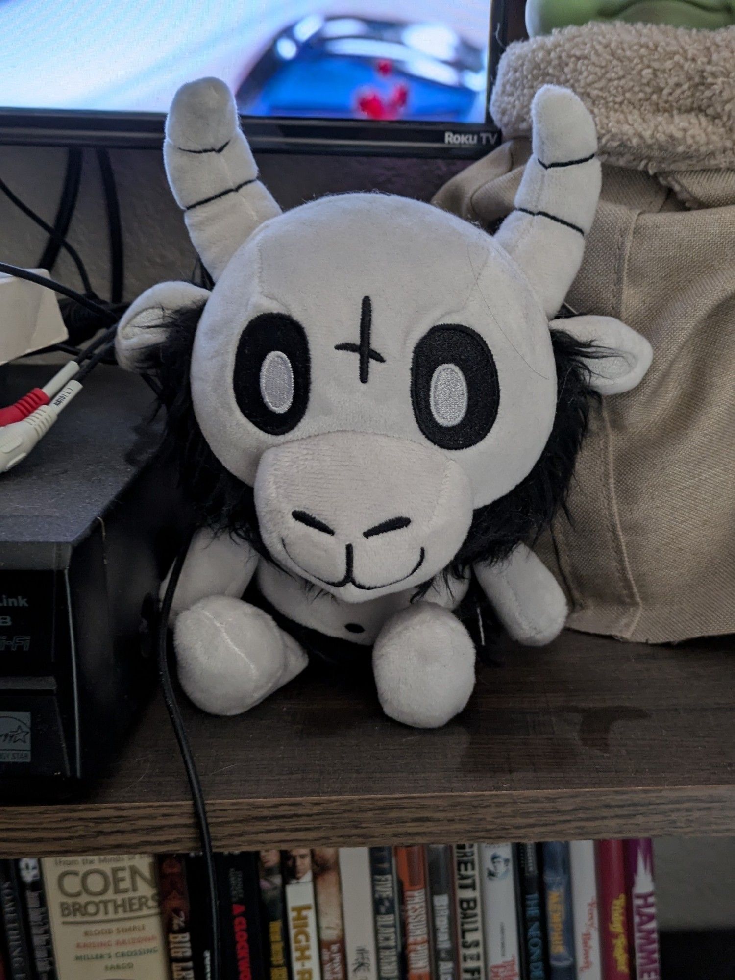 A stuffed animal Baphomet from the Belzebubs comic strip.