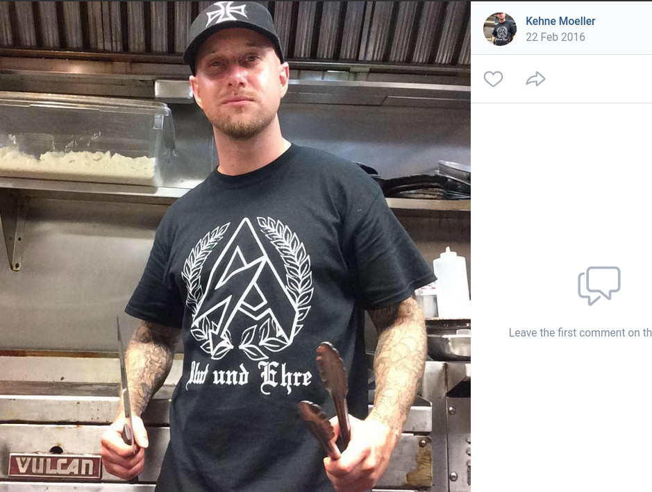 Robert Kehne Moeller wearing a nazi shirt on VK