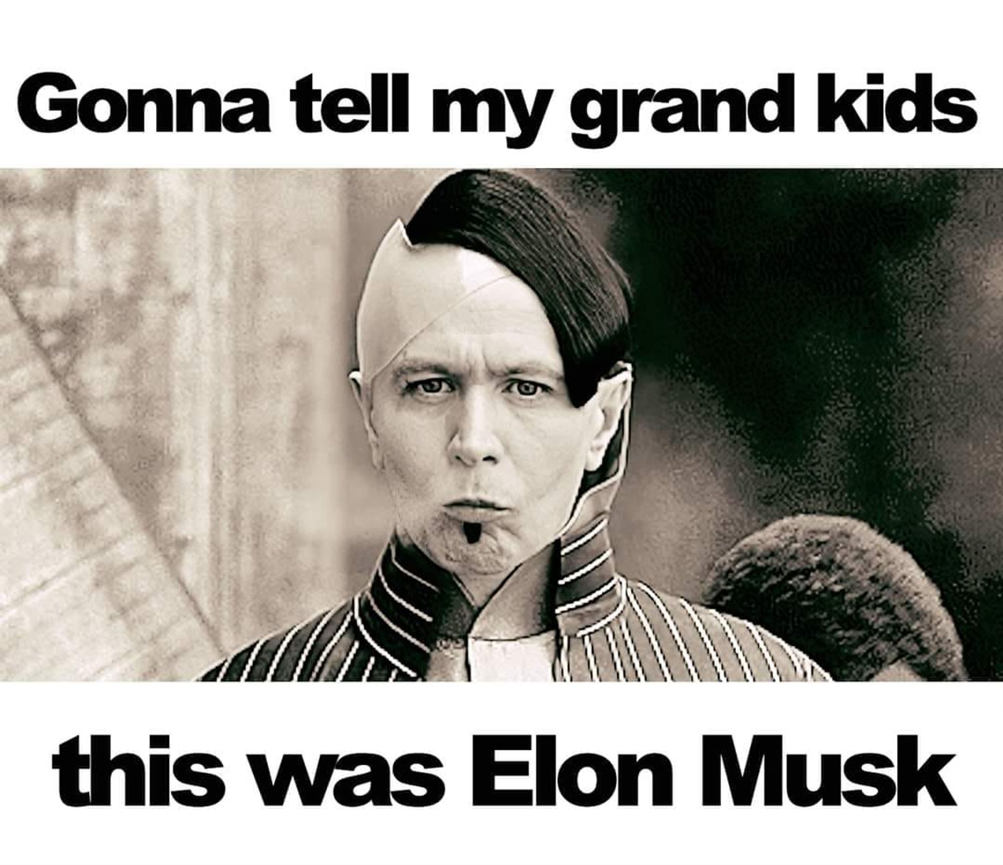 A photo of Gary Oldman as Zorg in "The Fifth Element" with the text:

"Gonna tell my grand kids this was Elon Musk"