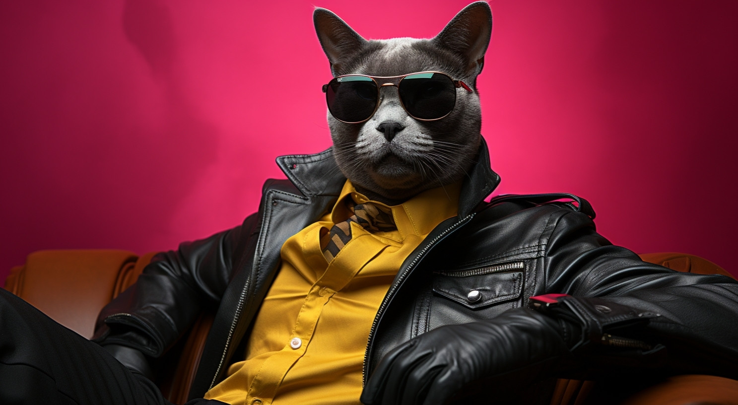 Leather jacket cat