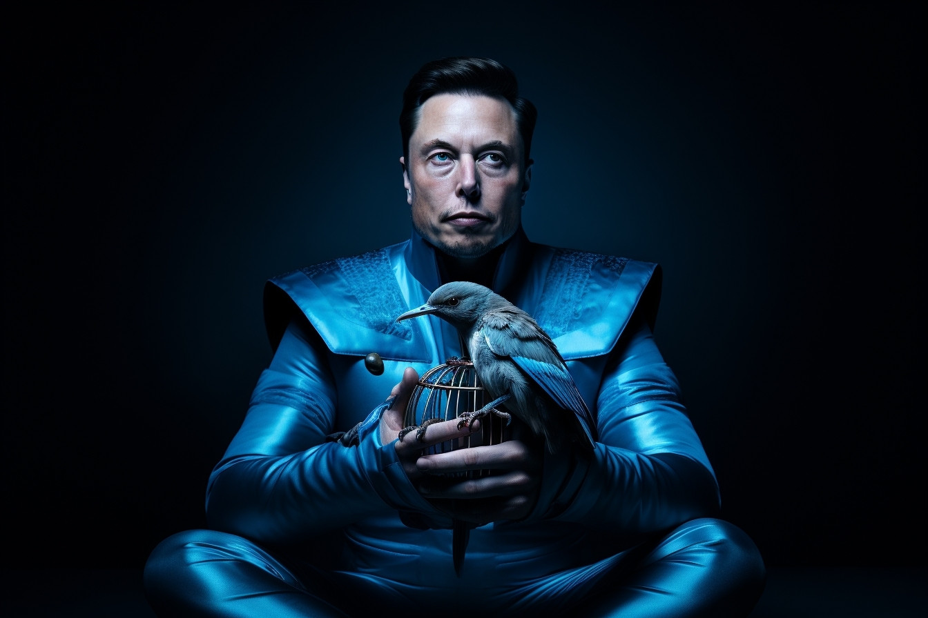 Elon Musk as the blue bird overlord. 