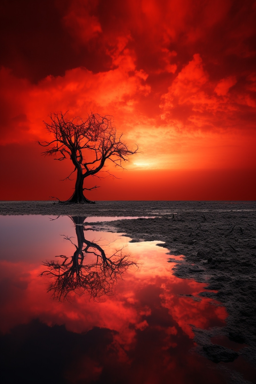 Reflection surreal sunset 