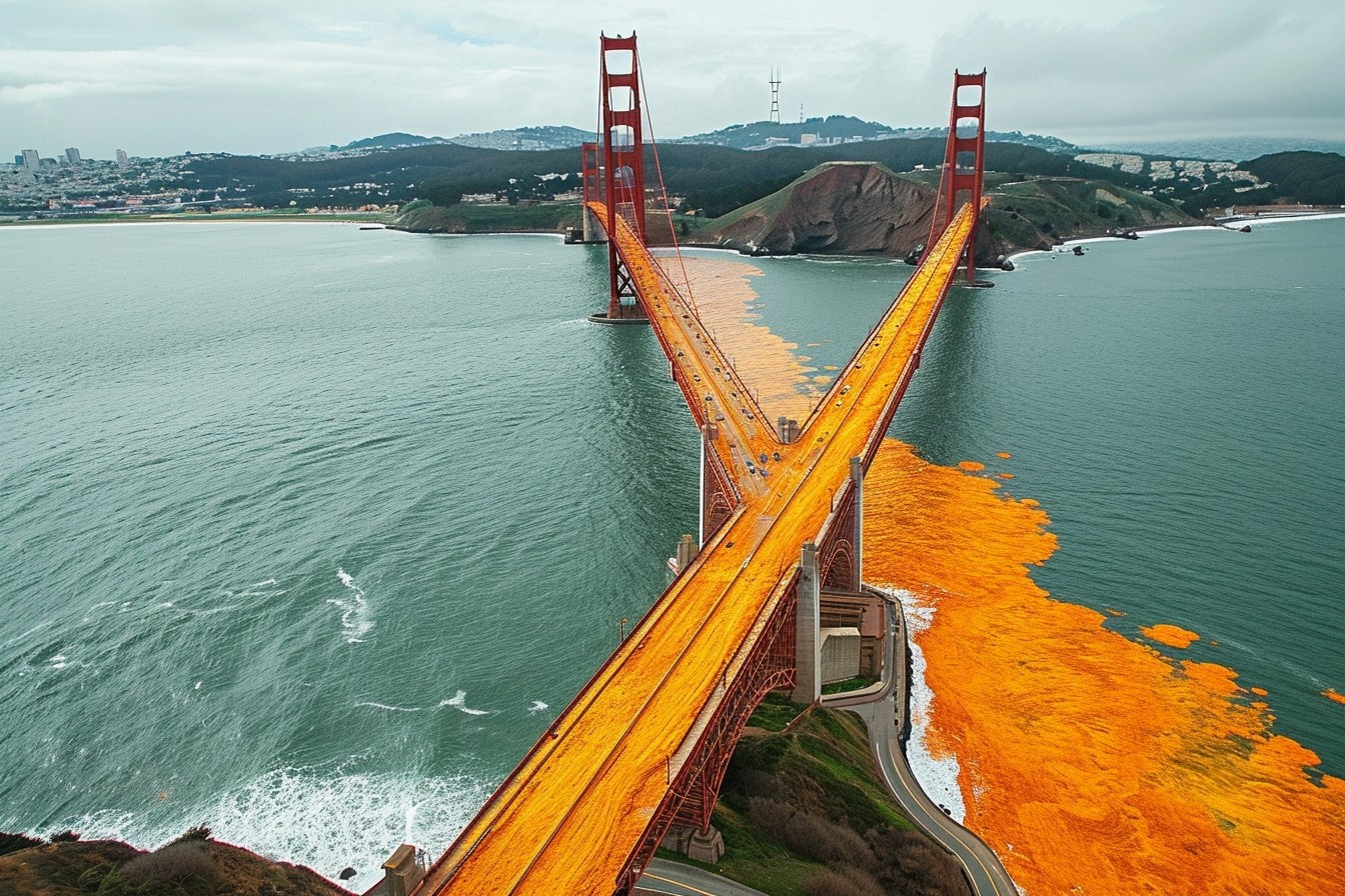 Golden gate bridge orange spill.