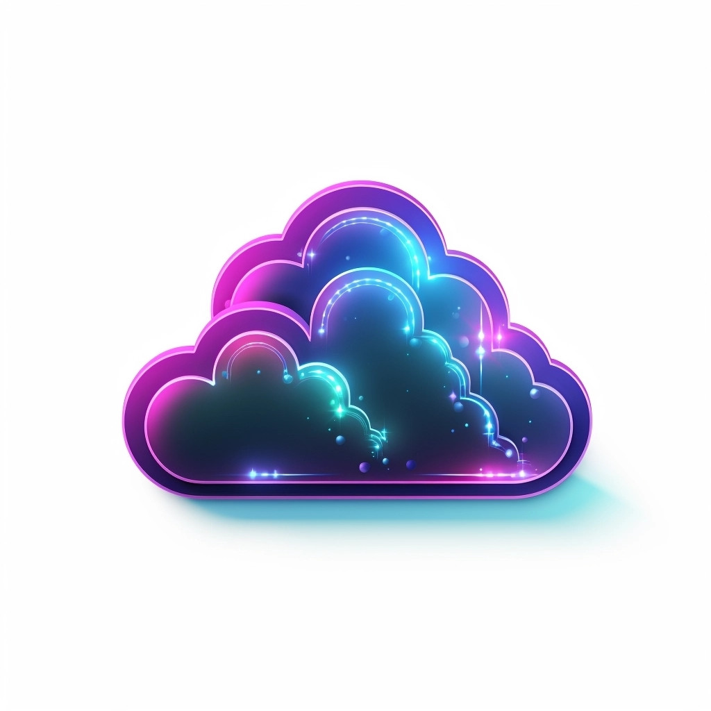 LED purple cloud on white background. 