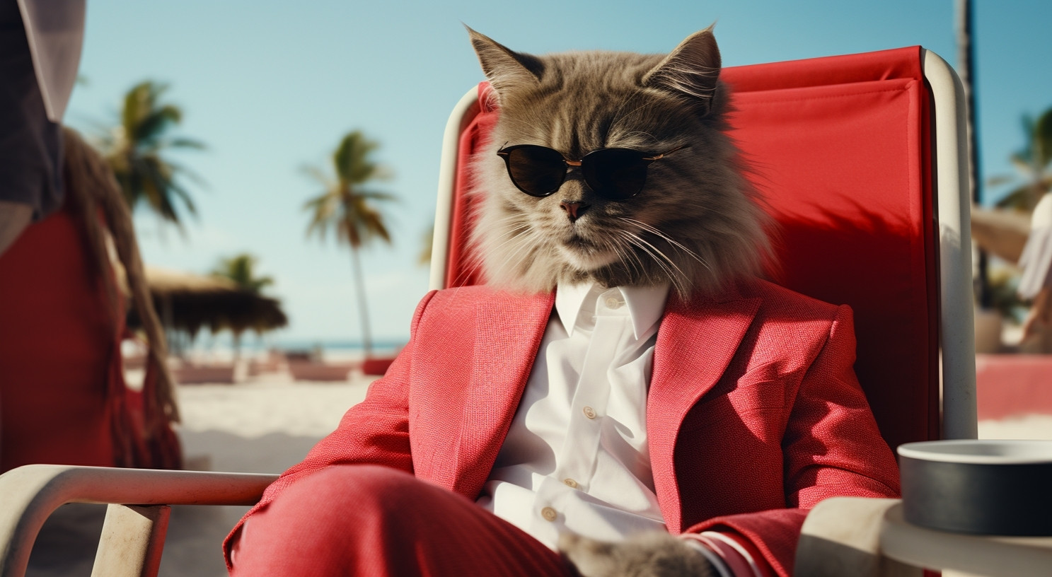 Beach cat in a suit 