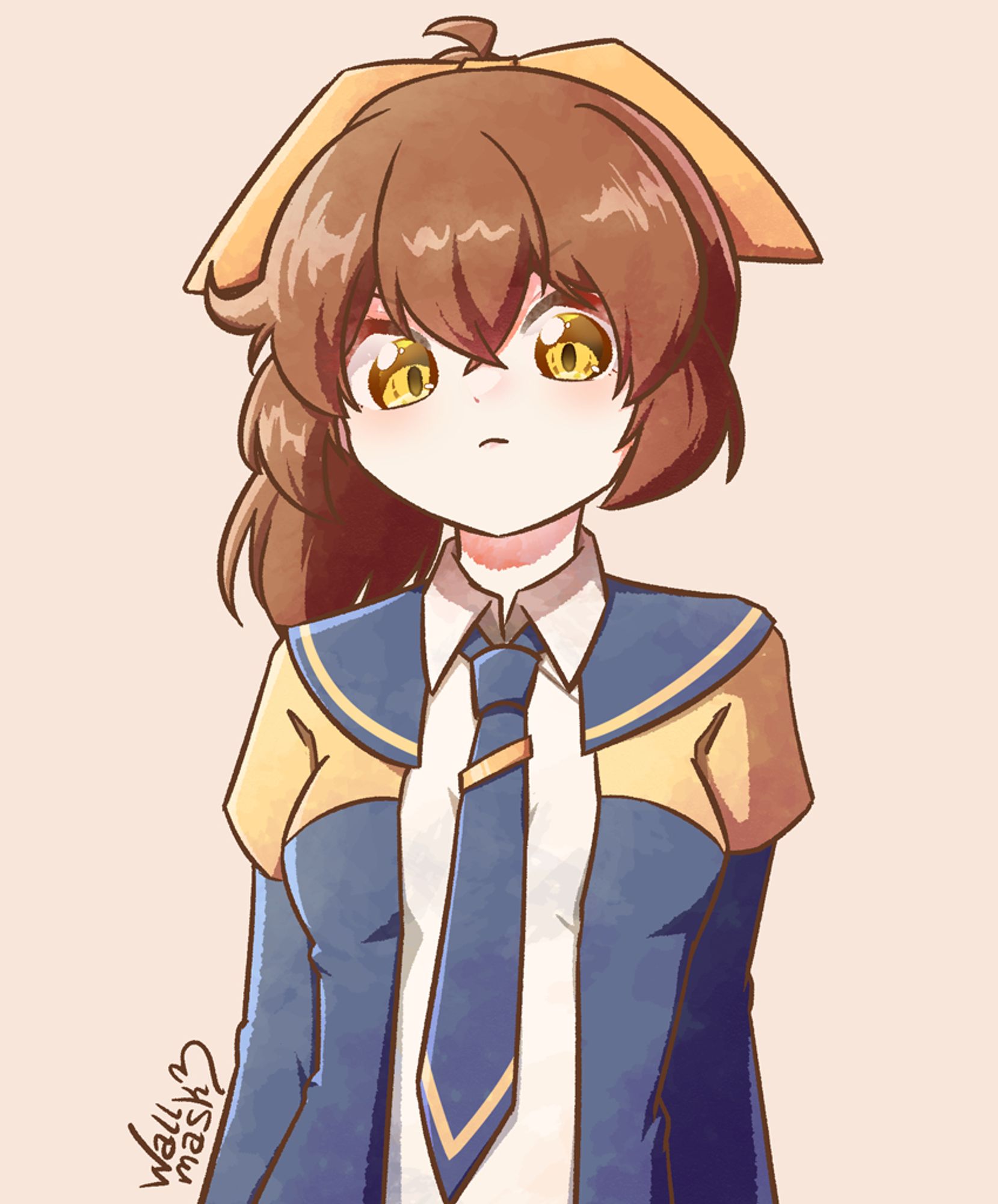 Anime style art of my original character Haruka, looking angrily at the viewer