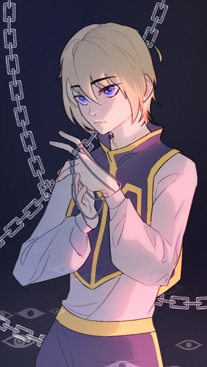 Portrait of Kurapika from HxH also in a badass pose