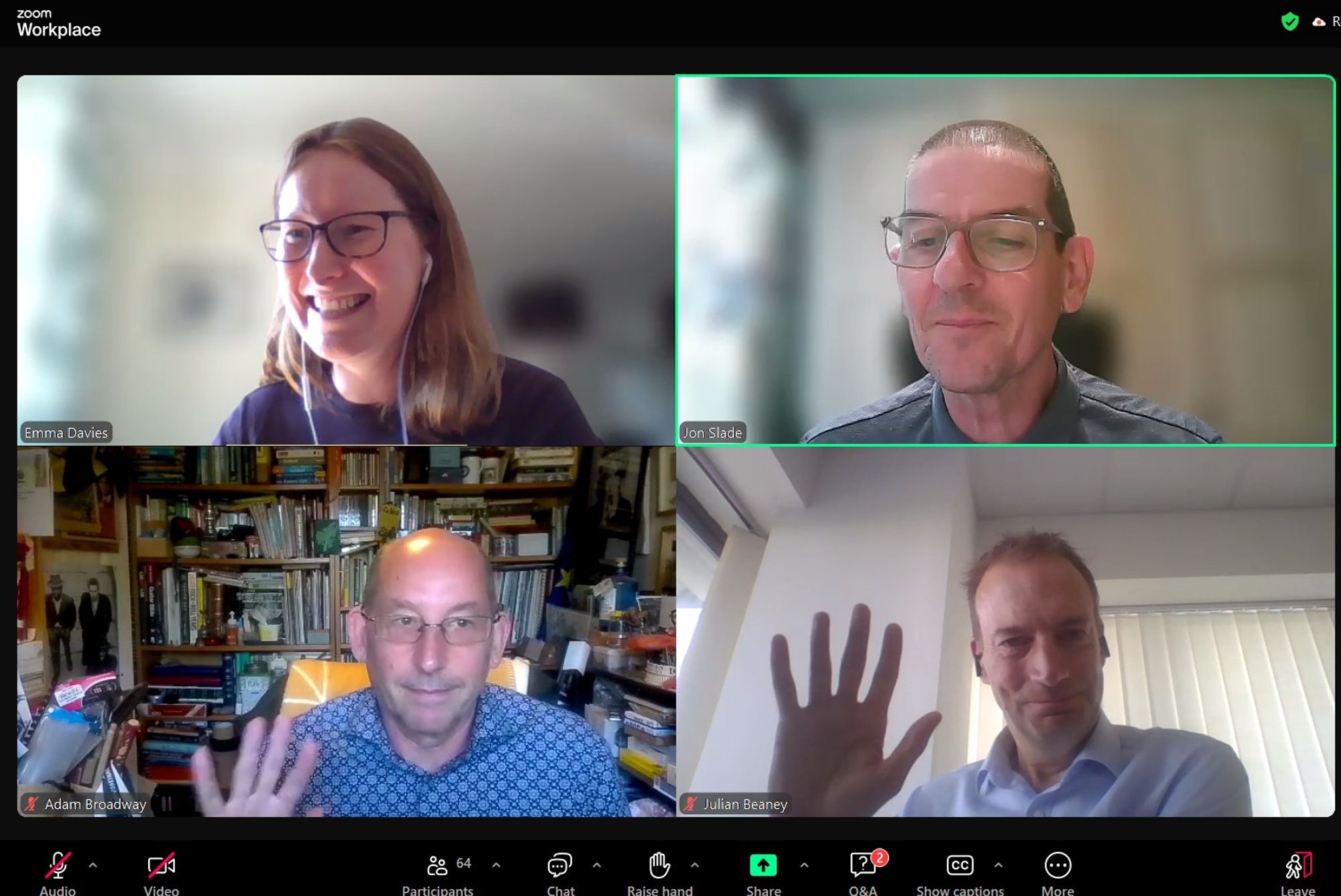 4 of our hosts smiling on webinar recording screenshot.