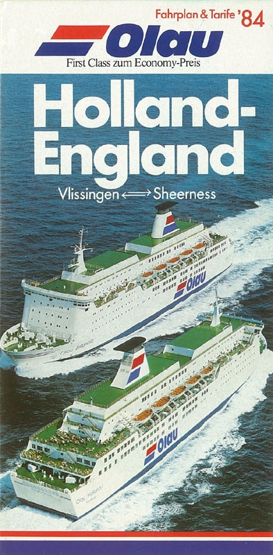 Dienstregeling Olau Line Vlissingen-Sheerness uit 1984 in het Duits.