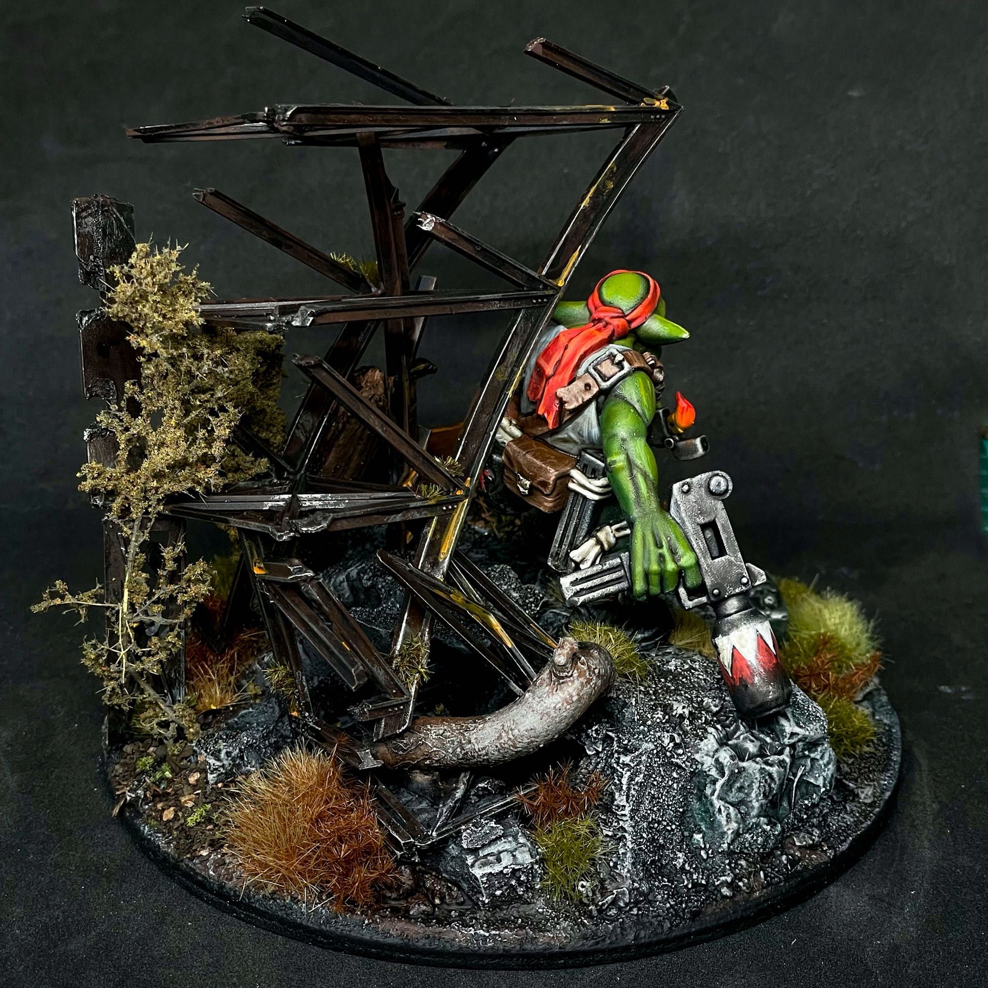 Slygob Goblin miniature on a fallout themed base.