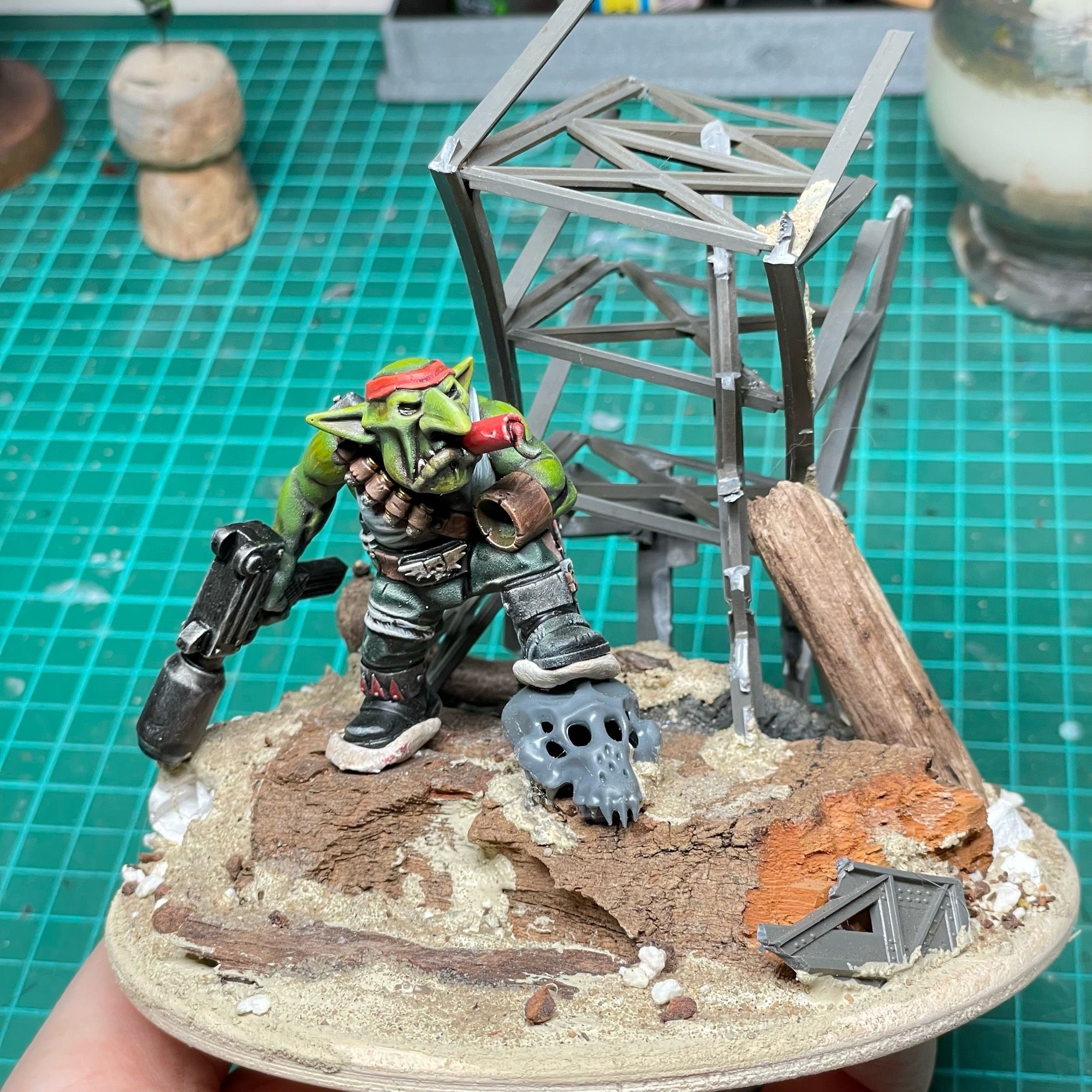 Grot miniature on a scenic base.