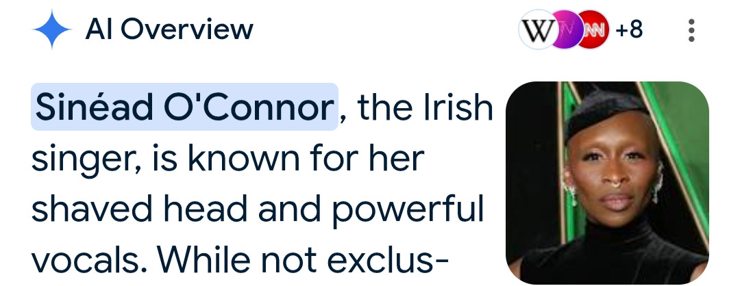 Pic of Cynthia Erivo labeled as Sinead O Connor 