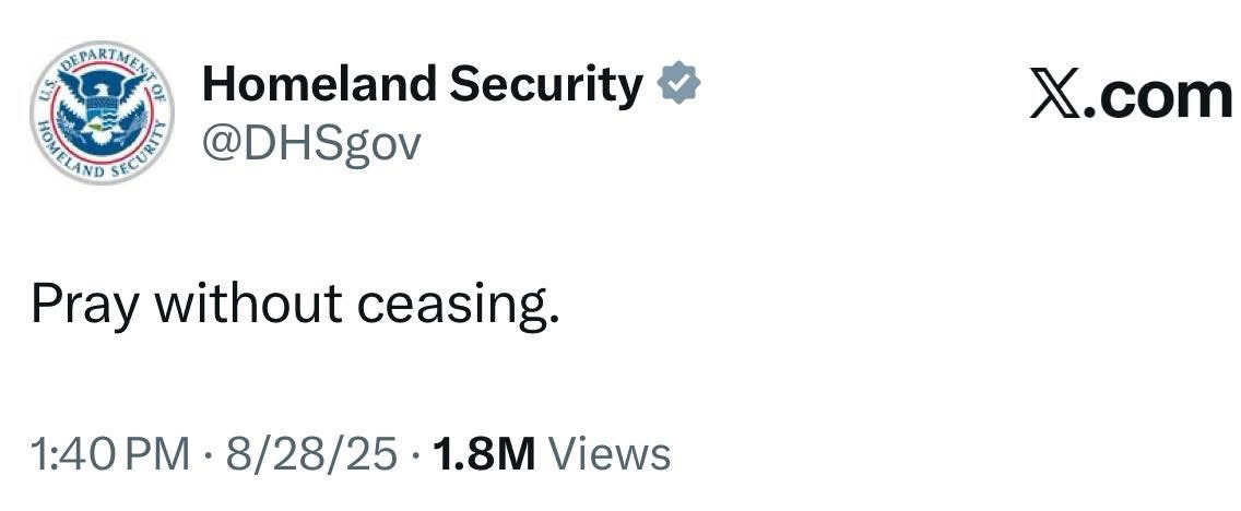 DHS tweeting

“Pray without ceasing.”  
