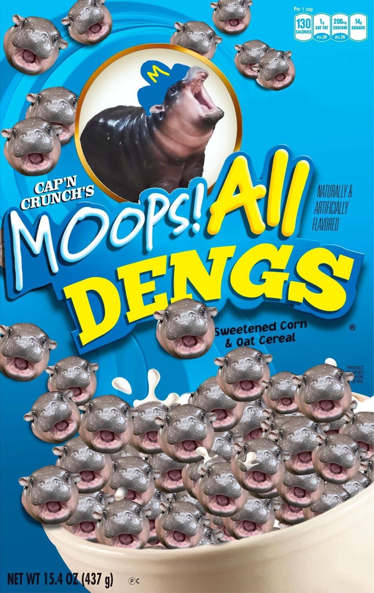 MOOPS! ALL DENGS! Cereal with all moo dengs.