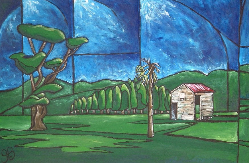 Painting of the slaughterhouse in Kaukapakapa 