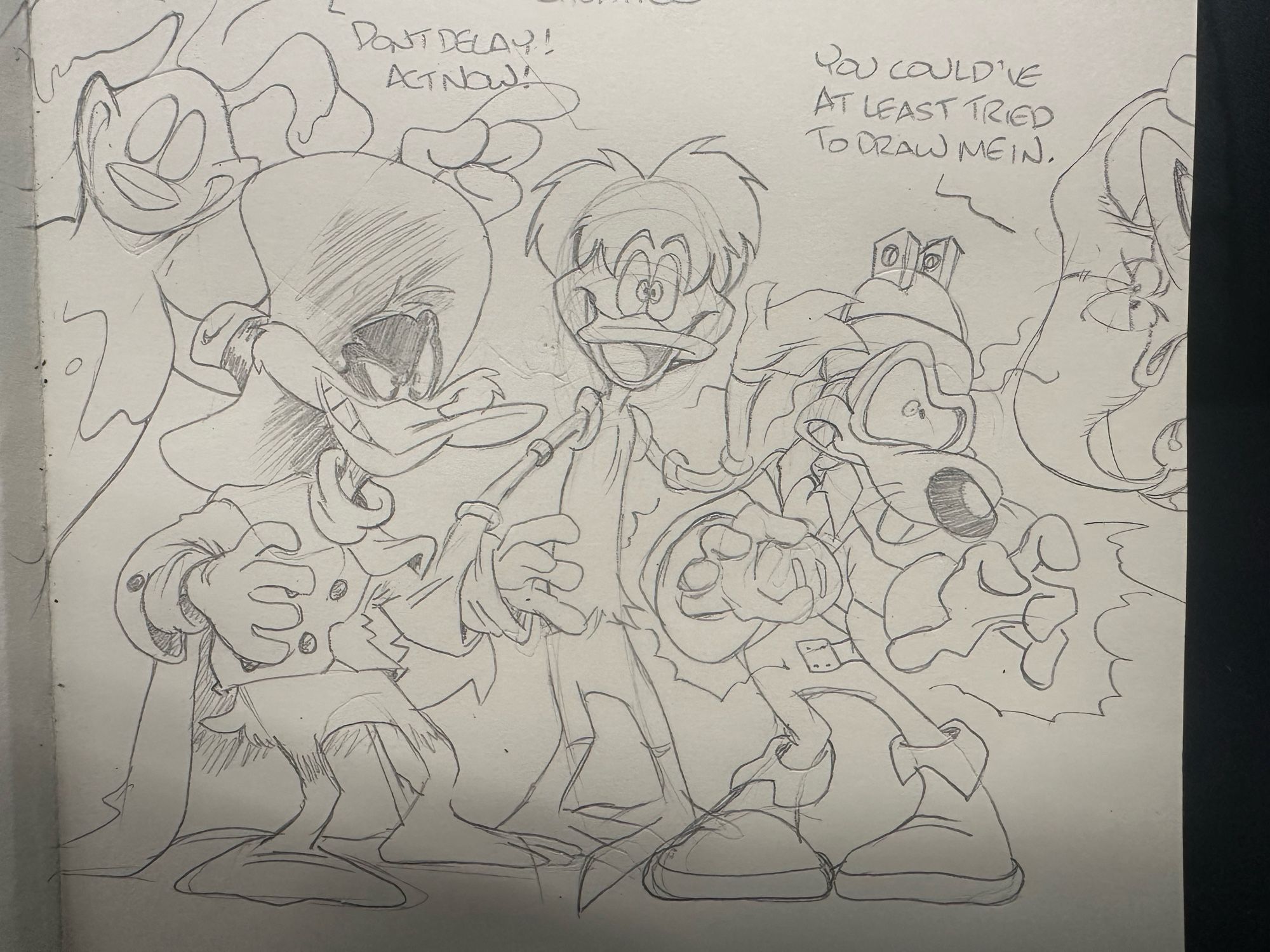 The Fearsome Five from Darkwing Duck doodle: Liquidator, Negaduck, Bushroot, Megavolt, Quackerjack