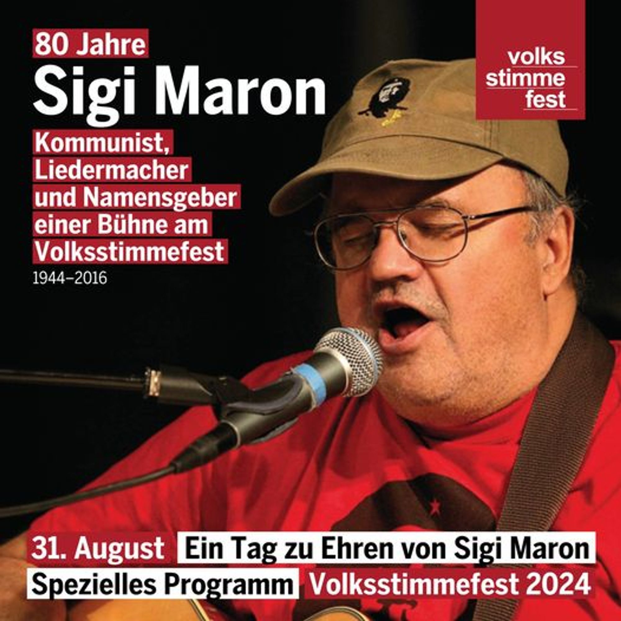 Ankündigung des Sigi Maron-Schwerpunkts am Volksstimmefest 2024, https://www.facebook.com/share/p/XMve1EfZJsxs9FDC/