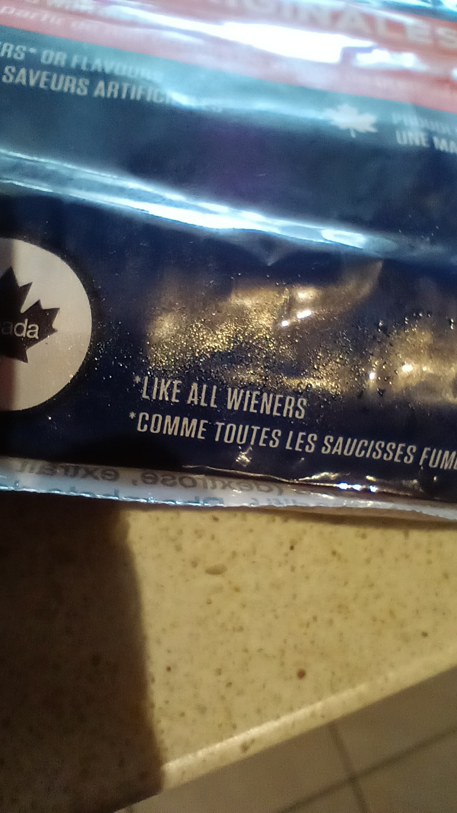 packaging with text: "* Like All Wieners"