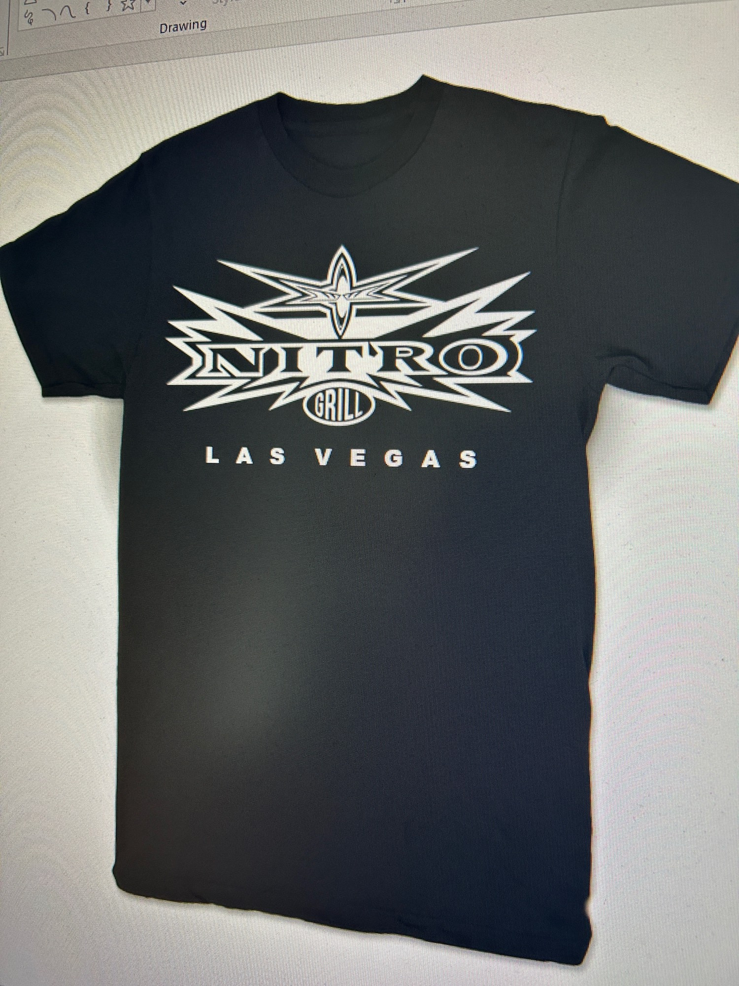 Mockup of a WCW NITRO GRILL LAS VEGAS shirt