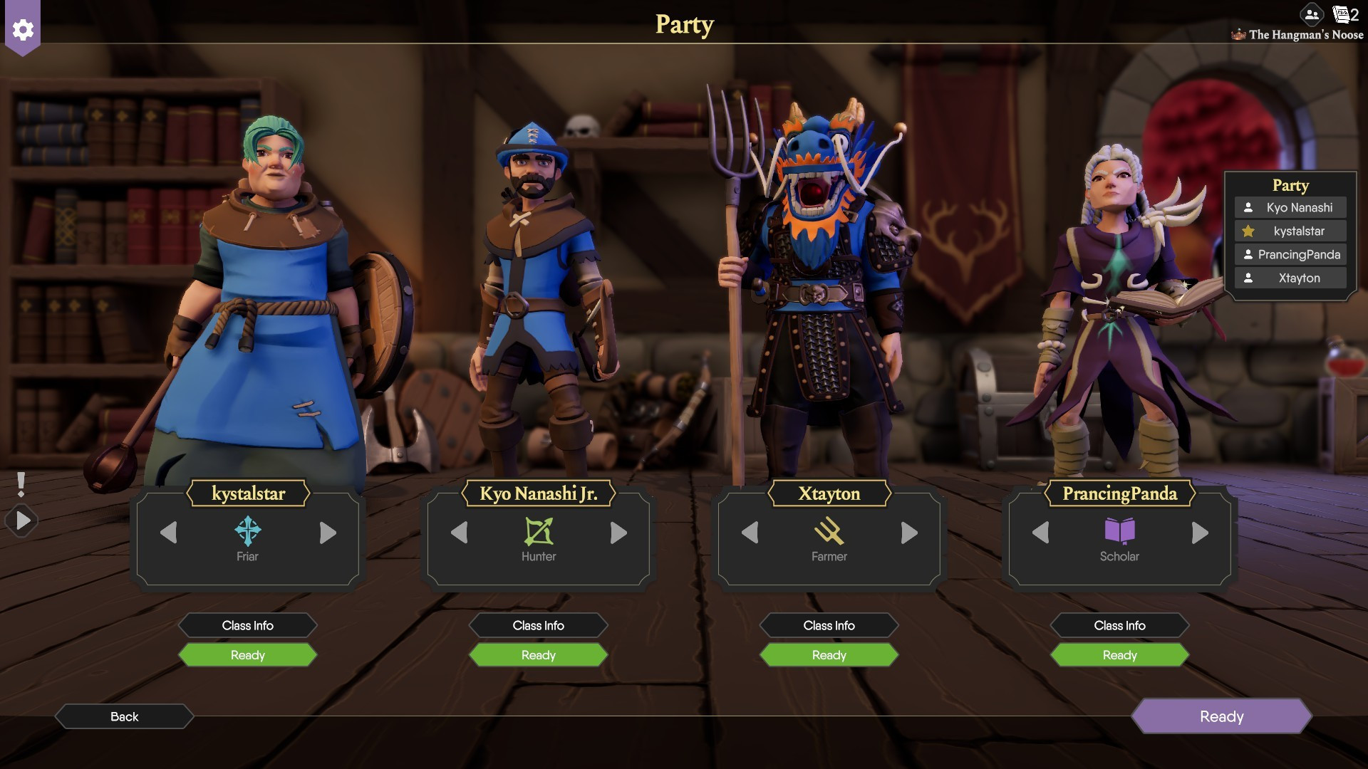 For The King II in-game screenshot of the class select screen.