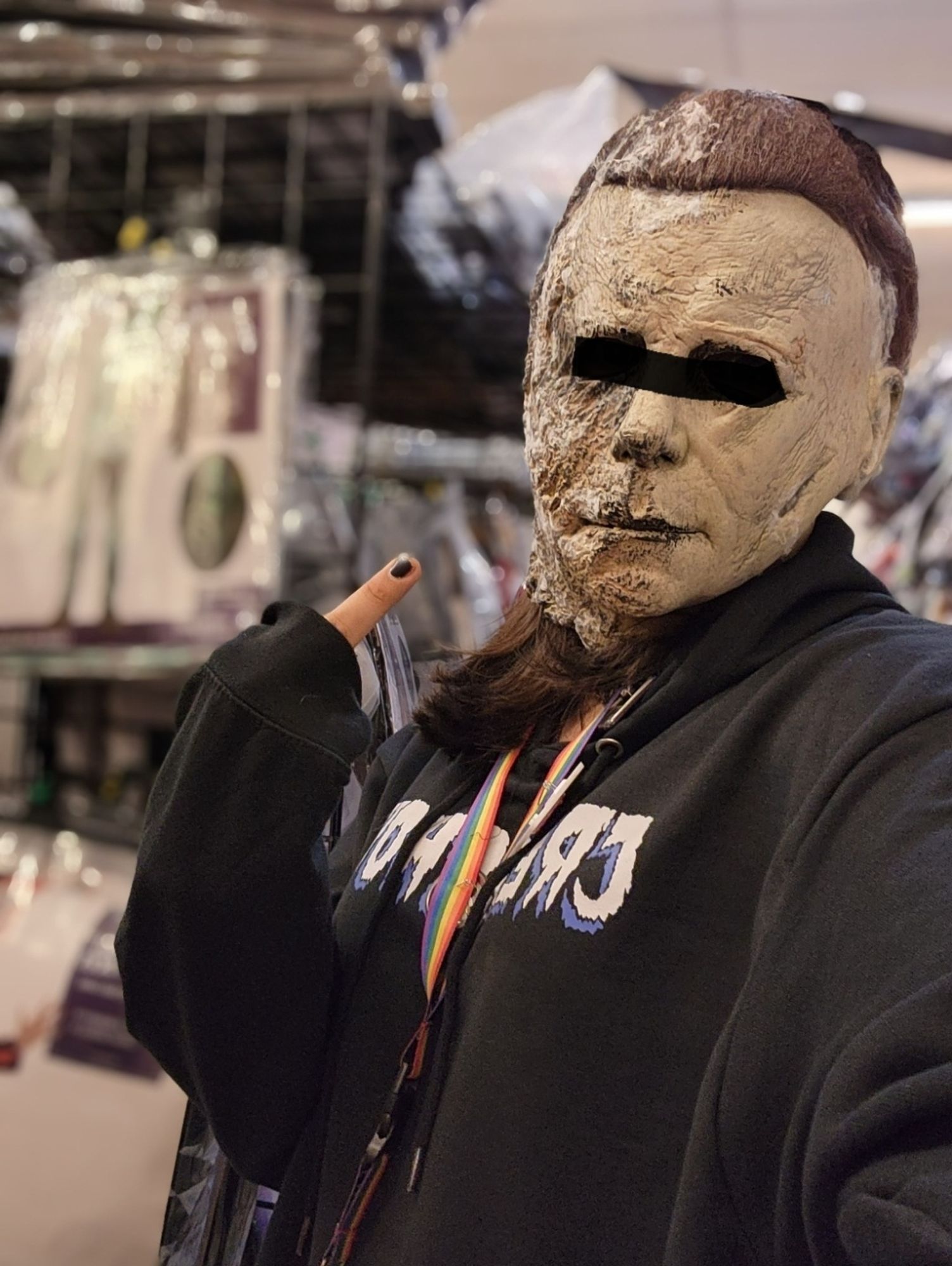 Me flipping off the camera in a Michael Myers mask - Skyhub -