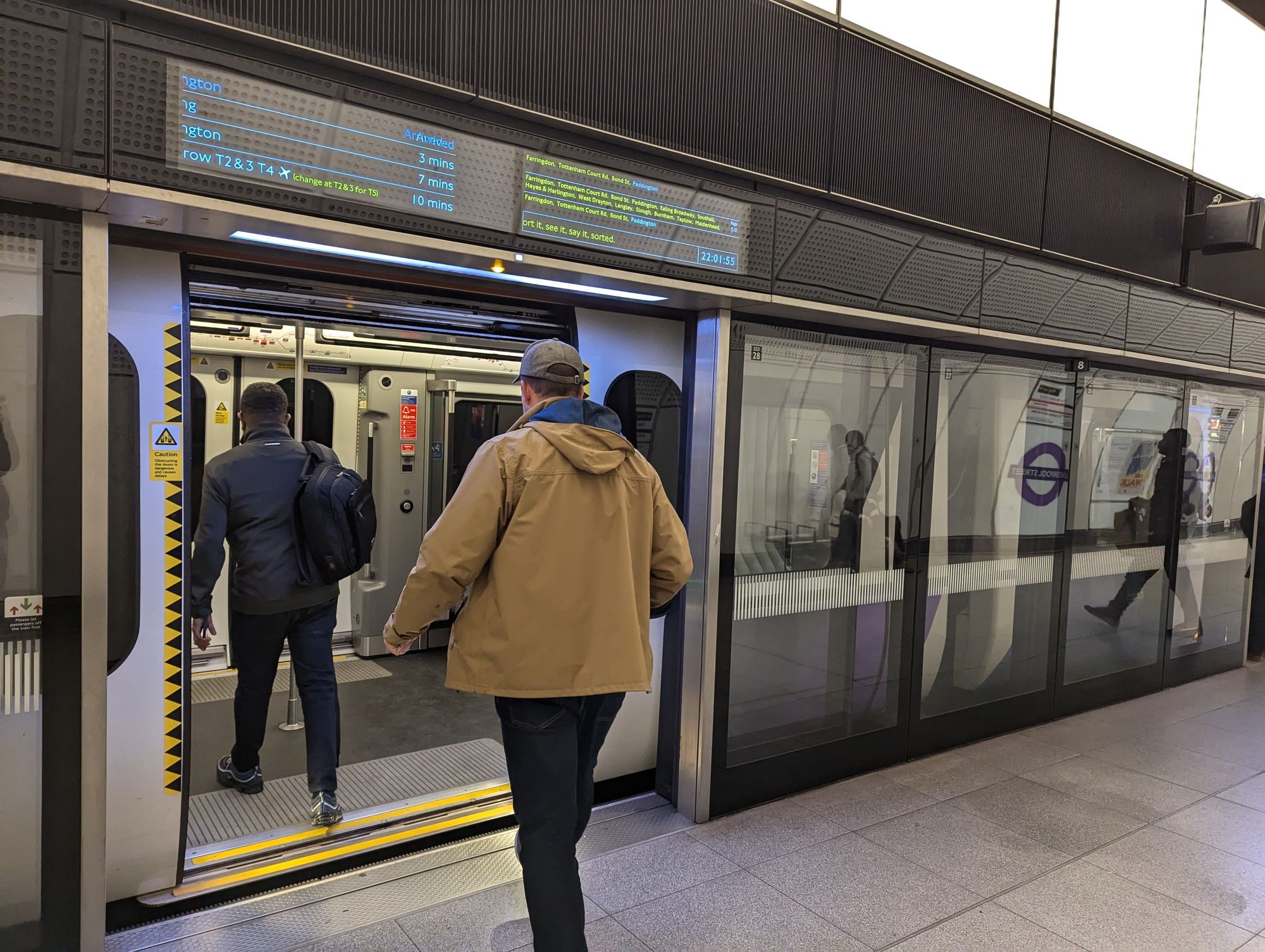 People boarding the Crossrail train at the Liverpool Street Station .