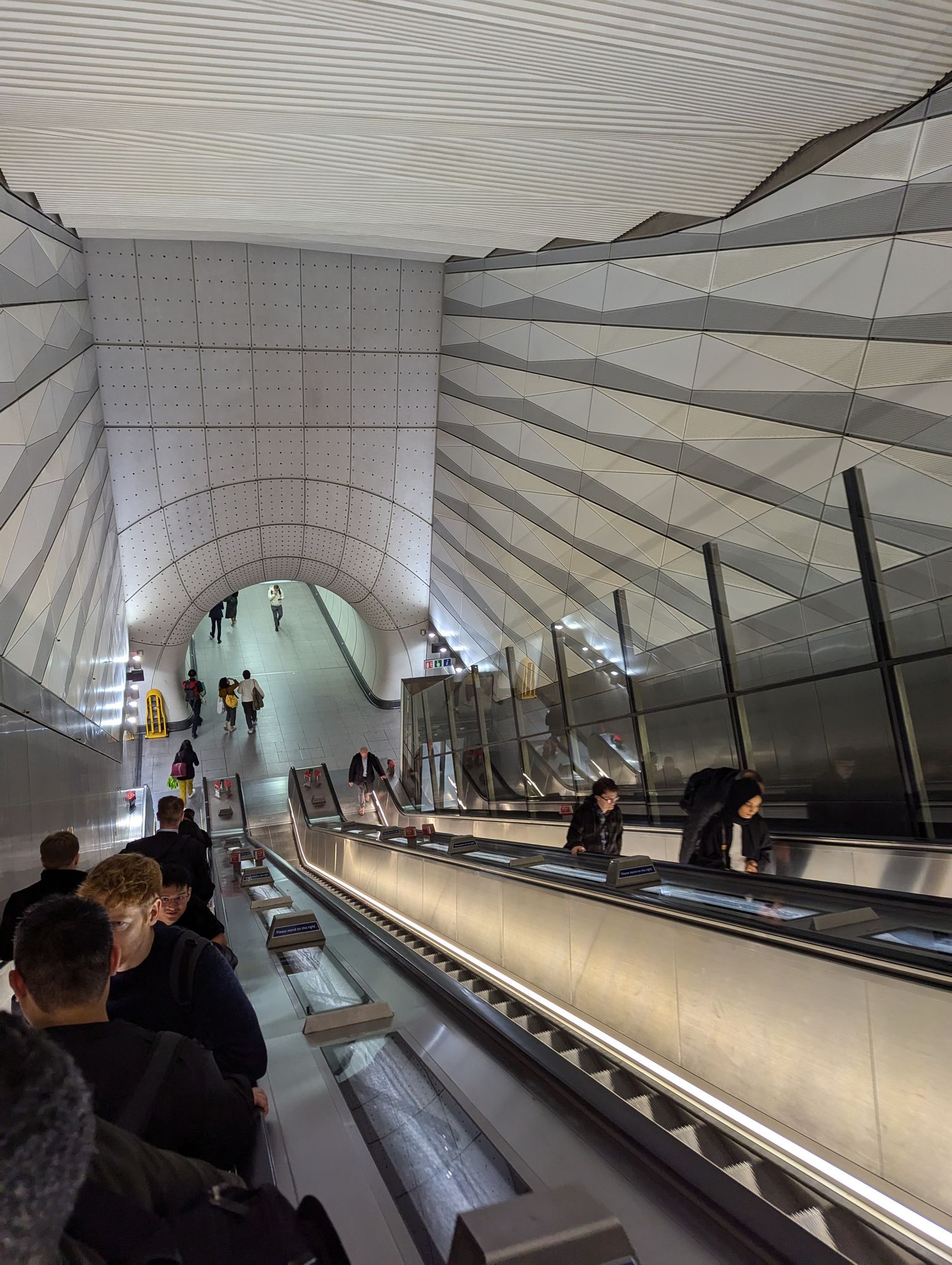 Escalators down from Liverpool Street Station to the Crossrail platforms.