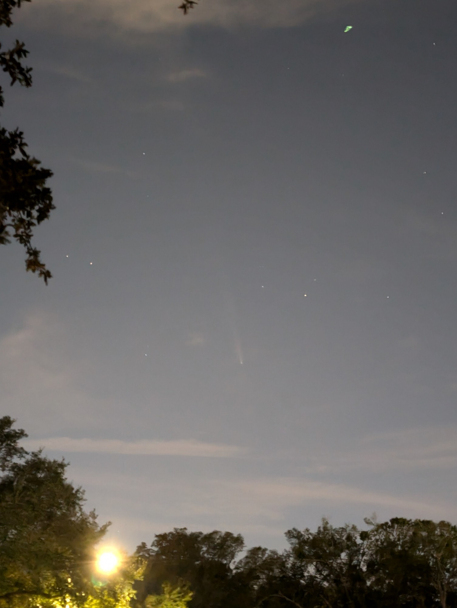 Night sight photo of the comet 