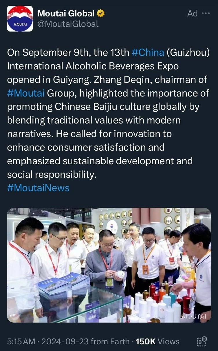 An ad on Twitter from Moutai Global