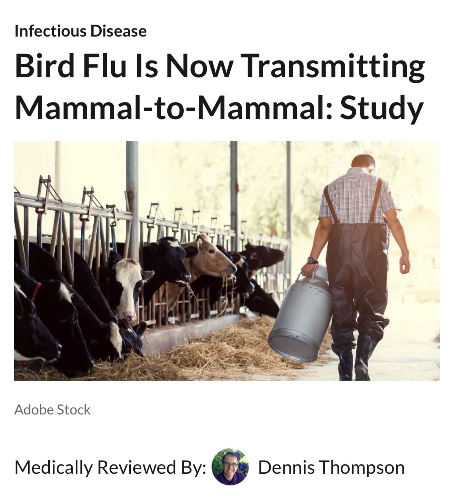 Infectious Disease
Bird Flu Is Now Transmitting Mammal-to-Mammal: Study