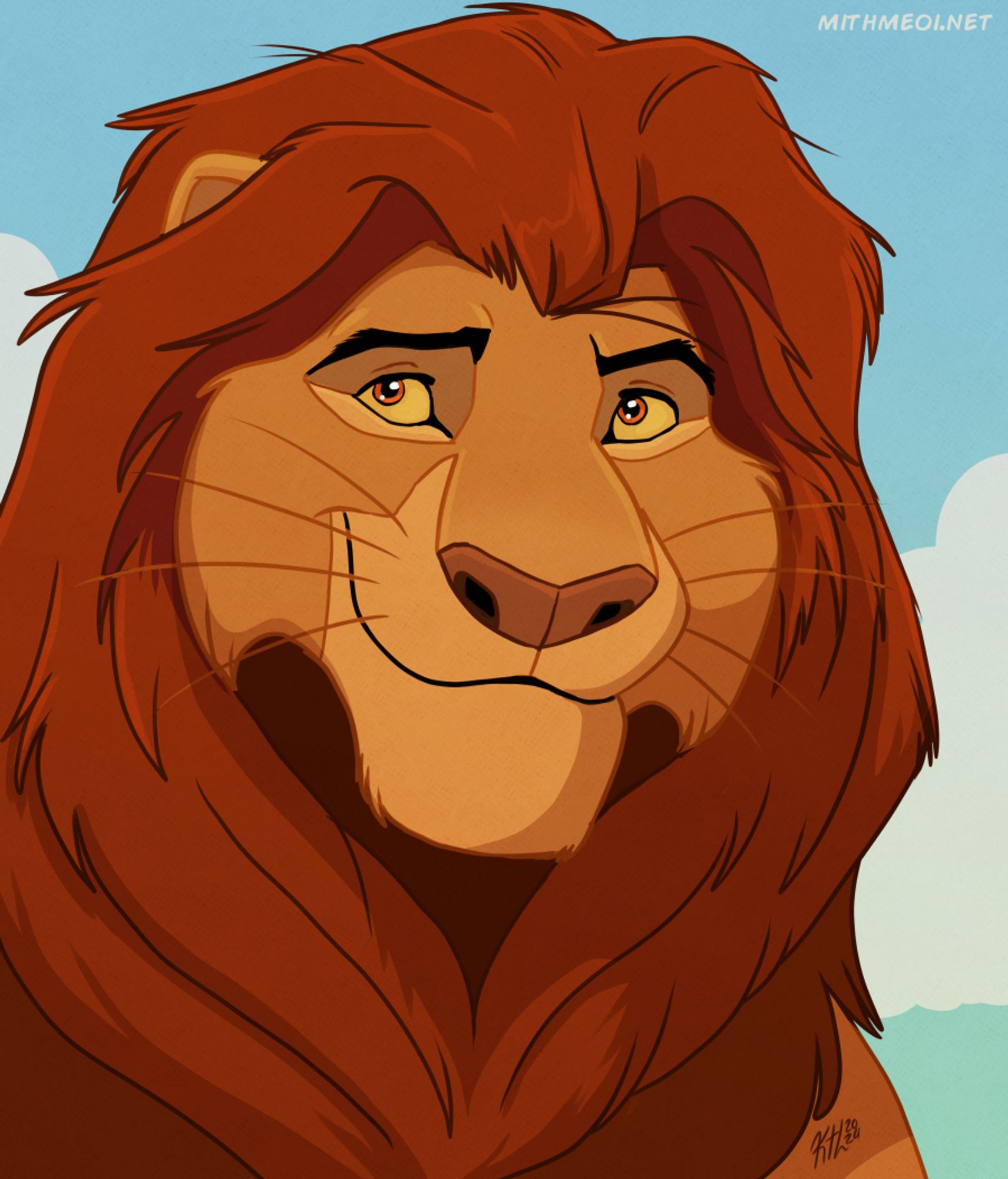 A bust drawing of Mufasa