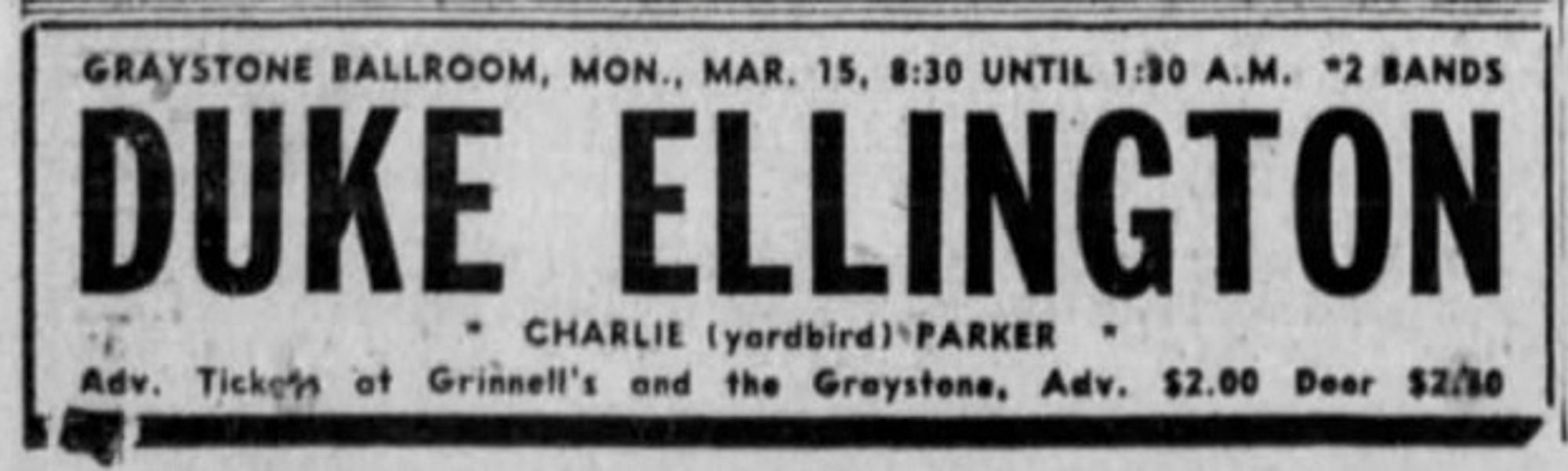 1954 - Duke Ellington & Charlie Parker - Graystone Ballroom in Detroit