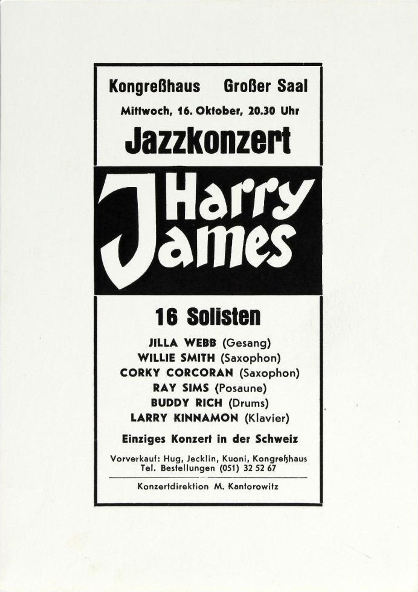 1957 - Harry James big band featuring Buddy Rich, Willie Smith and Corky Corcoran - Kongresshaus in Zürich