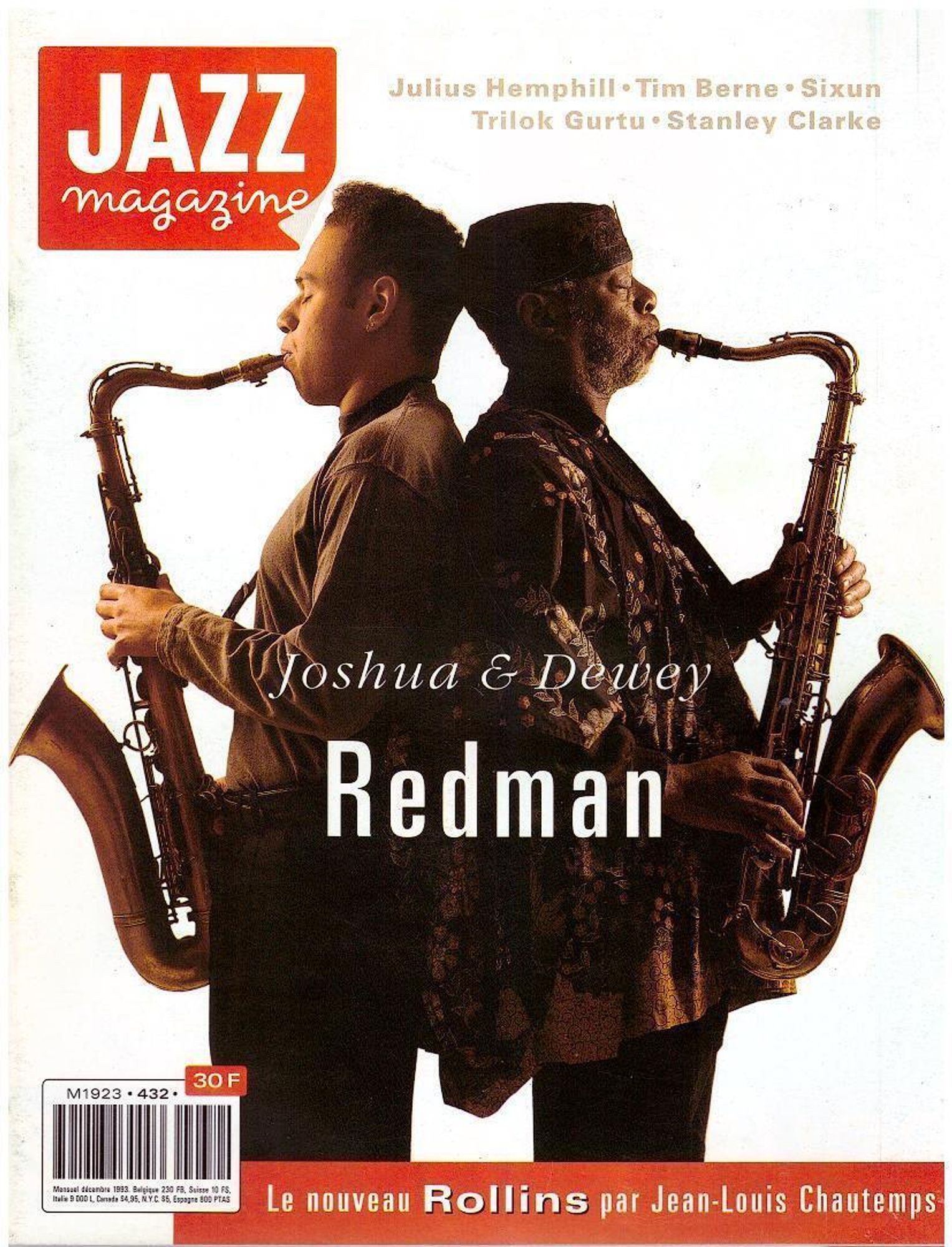 Jazz magazine N°432 (France)  - Joshua & Dewey Redman - Décembre 1993