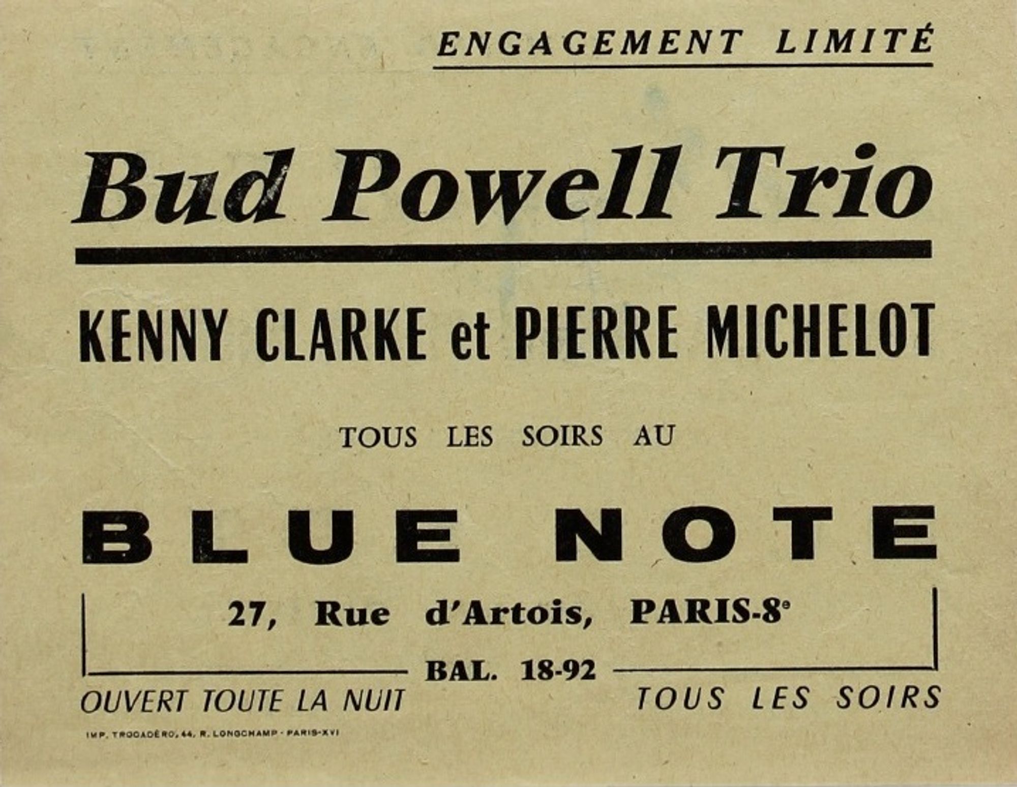 Bud Powell Trio au Blue Note de Paris