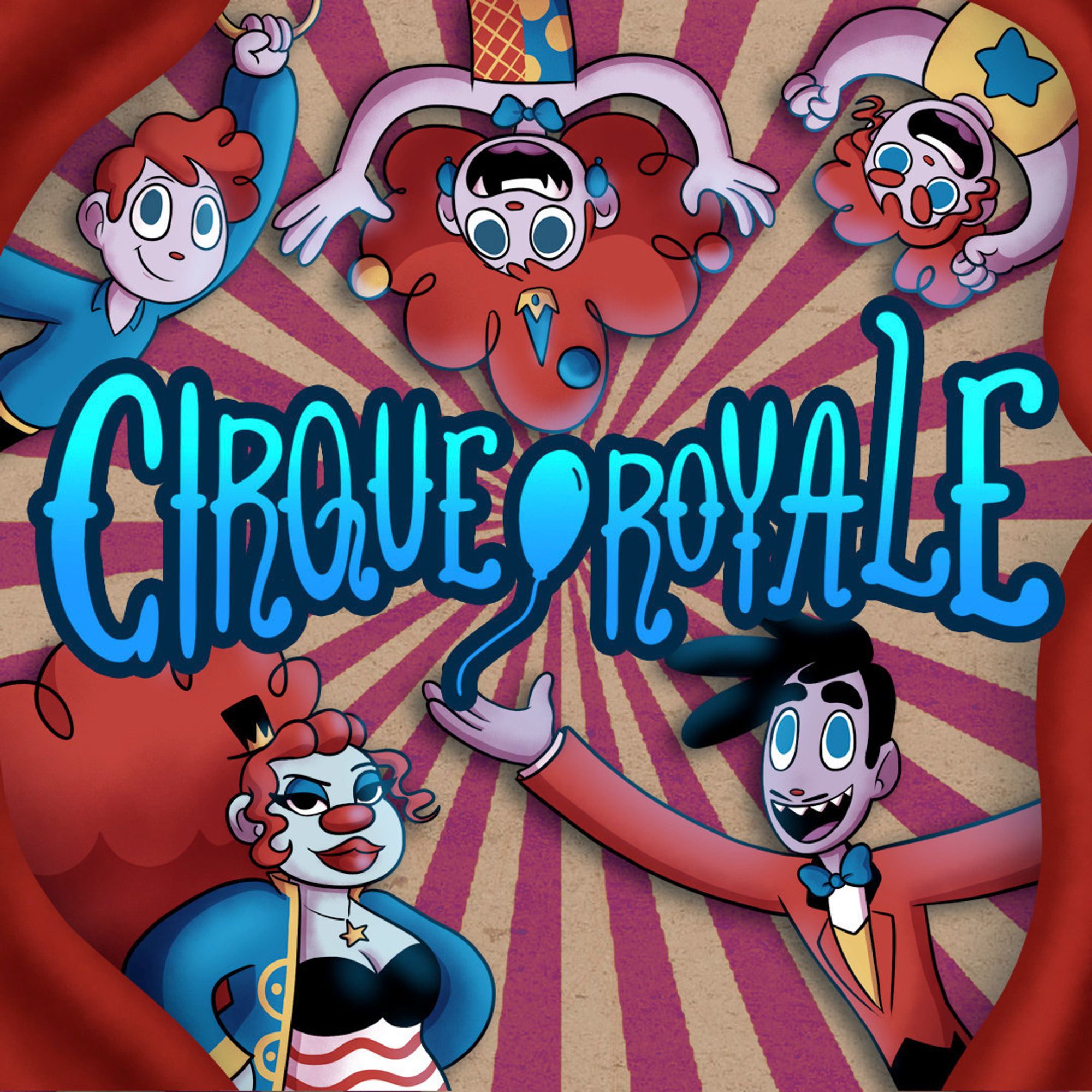 The Royal Klownikov family. Top (left to right): Charlie, Claudette, and Red. Bottom: Queen Quinn and King Kingston