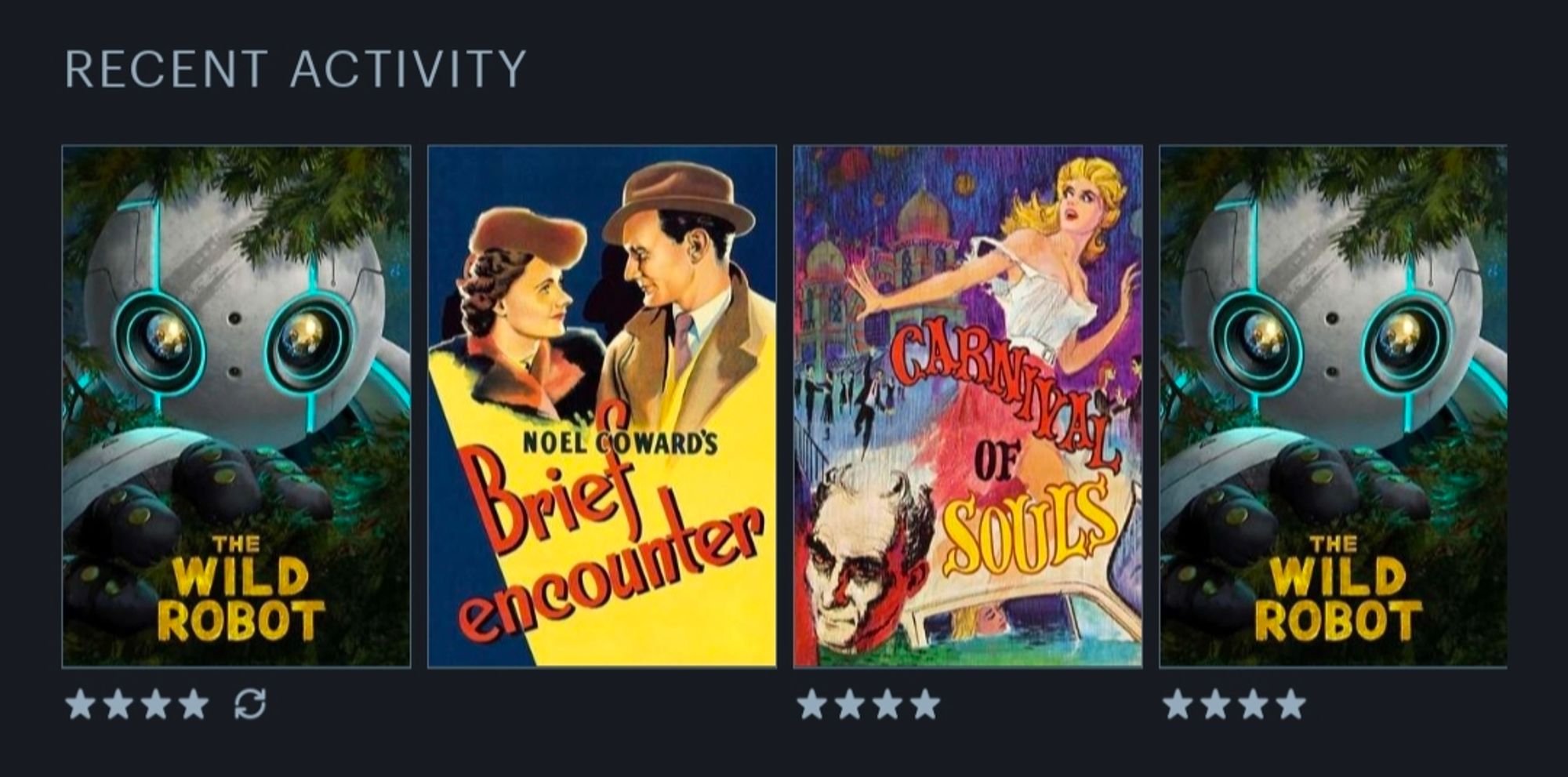 The Wild Robot (2024)
Carnival of Souls (1962)
Brief Encounter (1945)
The Wild Robot (2024)