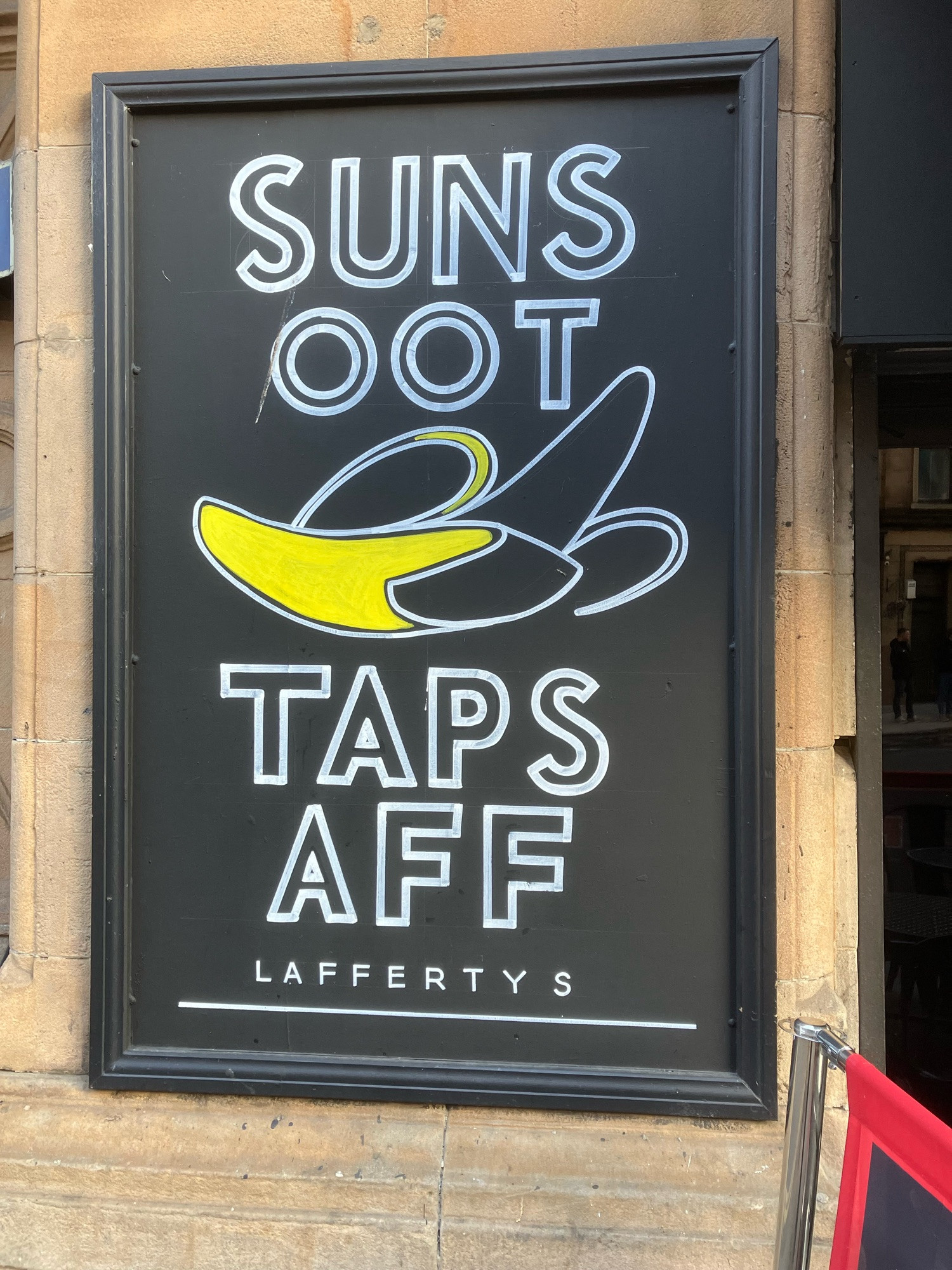 Sun’s out, taps aff! sign